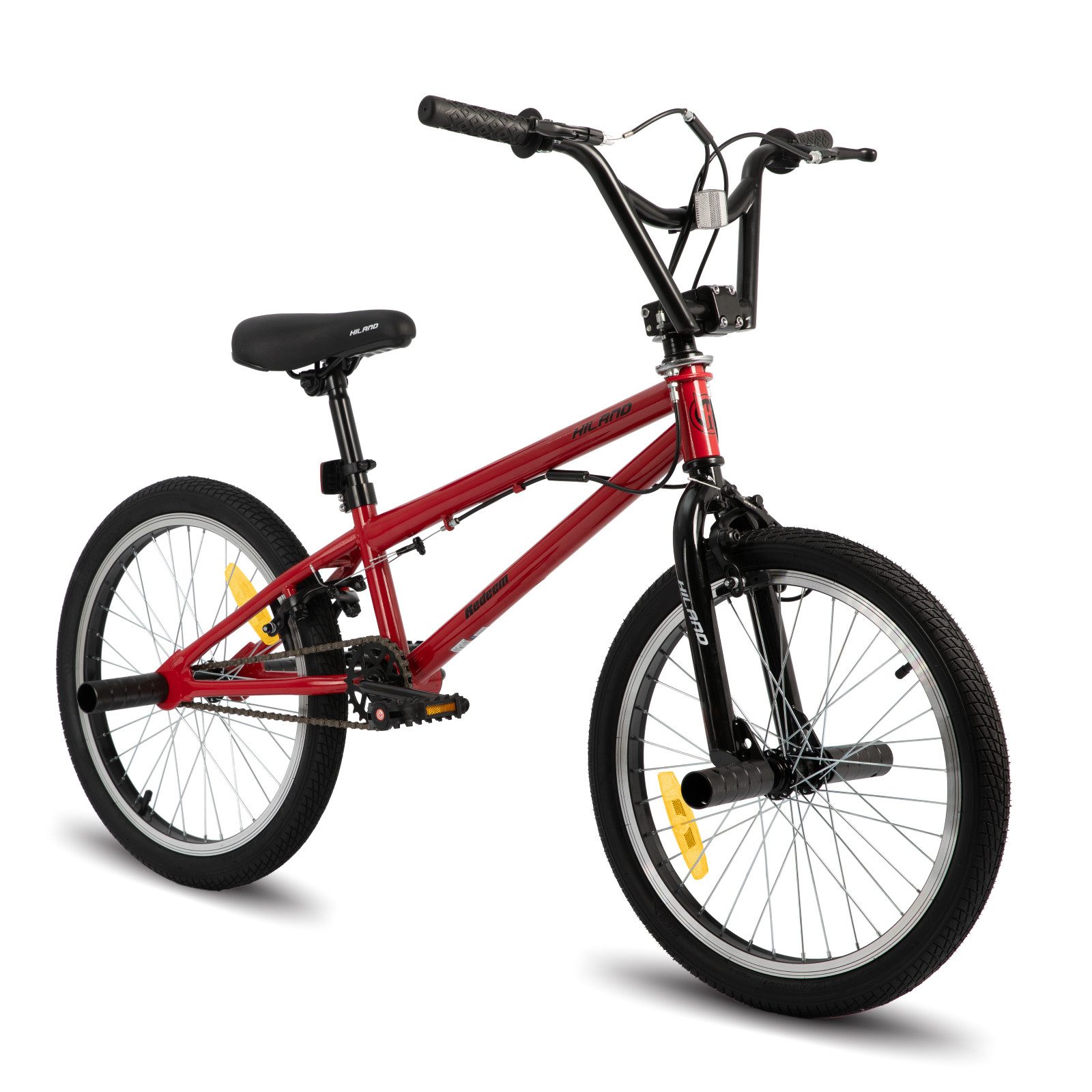 HILAND Kinderfahrrad Redeem 20 Zoll 3 Multiple Speichen BMX für Jungen ab 7-10 Jahre, 1 Gang, Reflektorplatte, Single Speed, 4 Pegs