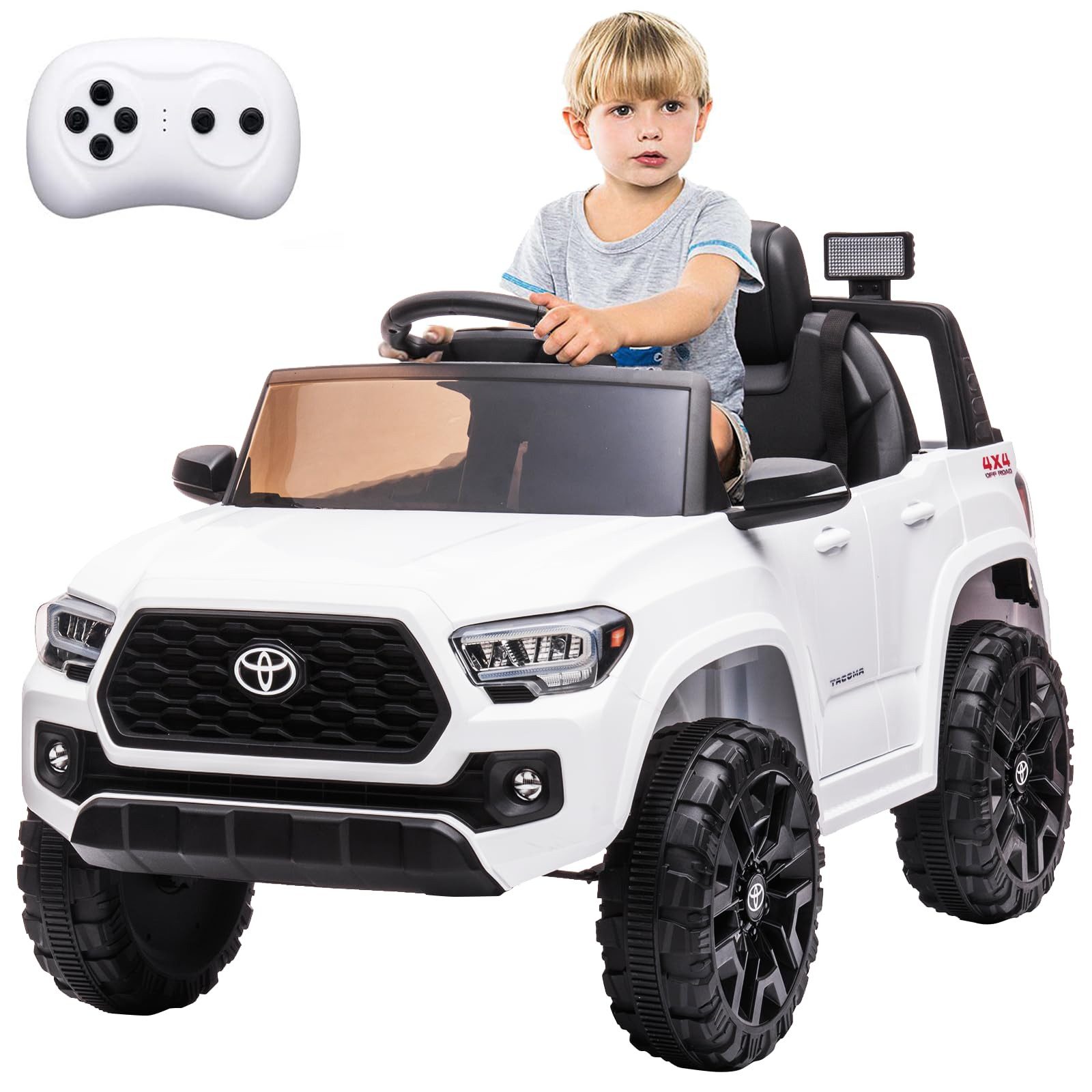 GarveeMore Elektro-Kinderauto 12V Elektro-Kinderauto für Kinder von 3-8 Jahren, 2 Fahrmodi,3,5 km/h, Belastbarkeit 30 kg, (1-tlg), 4 stoßdämpfende Räder, Sicherheitsgurt, LED-Scheinwerfer, Musik & Hupe