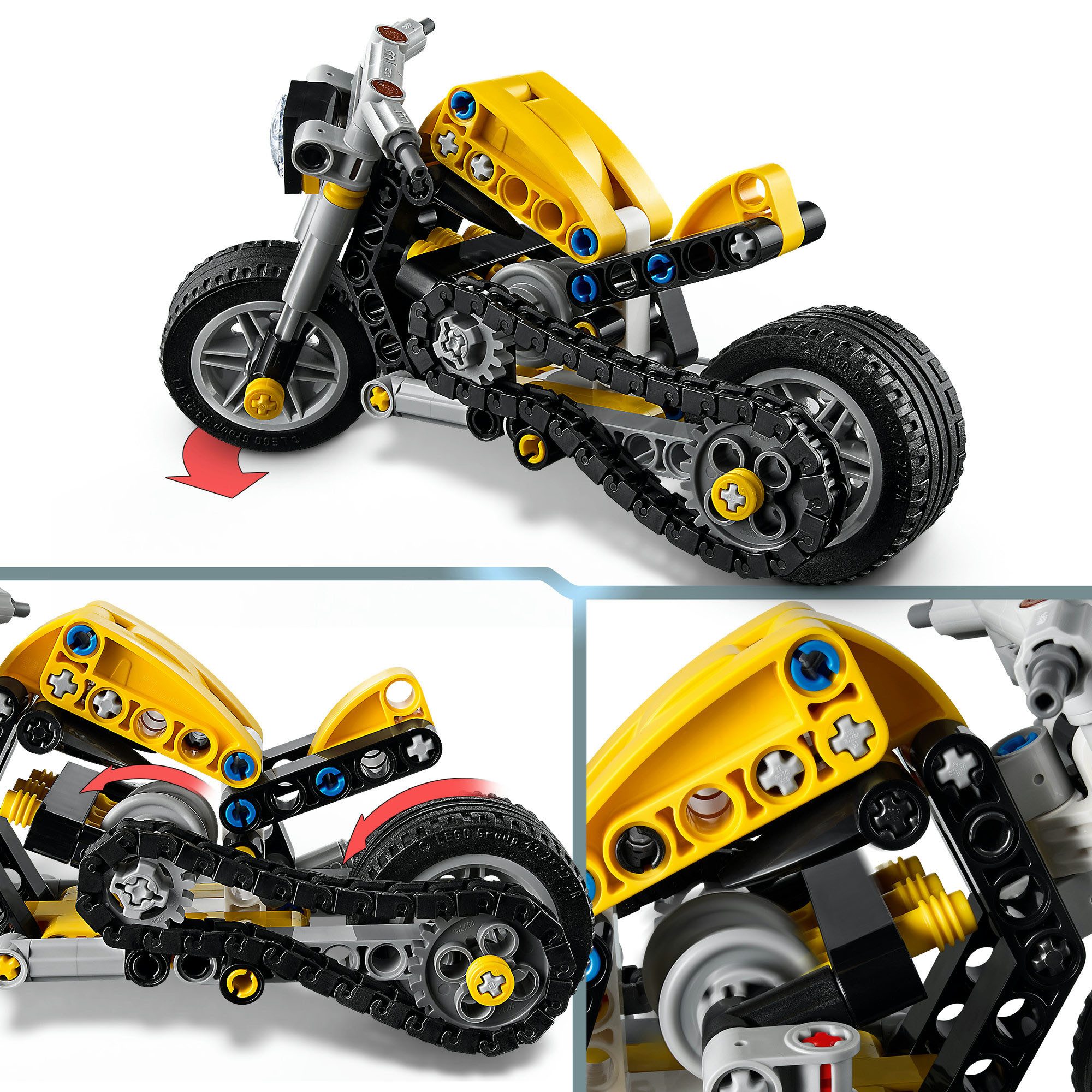 LEGO® Gelbes Motorrad (42225), LEGO Technic Konstruktionsspielsteine, (151 St) – Bild 5 von 5