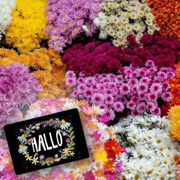 Fußmatte Hallo Fußmatte randlos mit Blumen Motiv Fußabtreter, speecheese