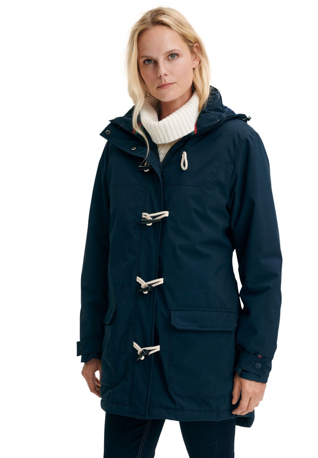 mit Dufflecoat Svea navy abnehmbarer Kapuze verstellbarer & REDGREEN dark