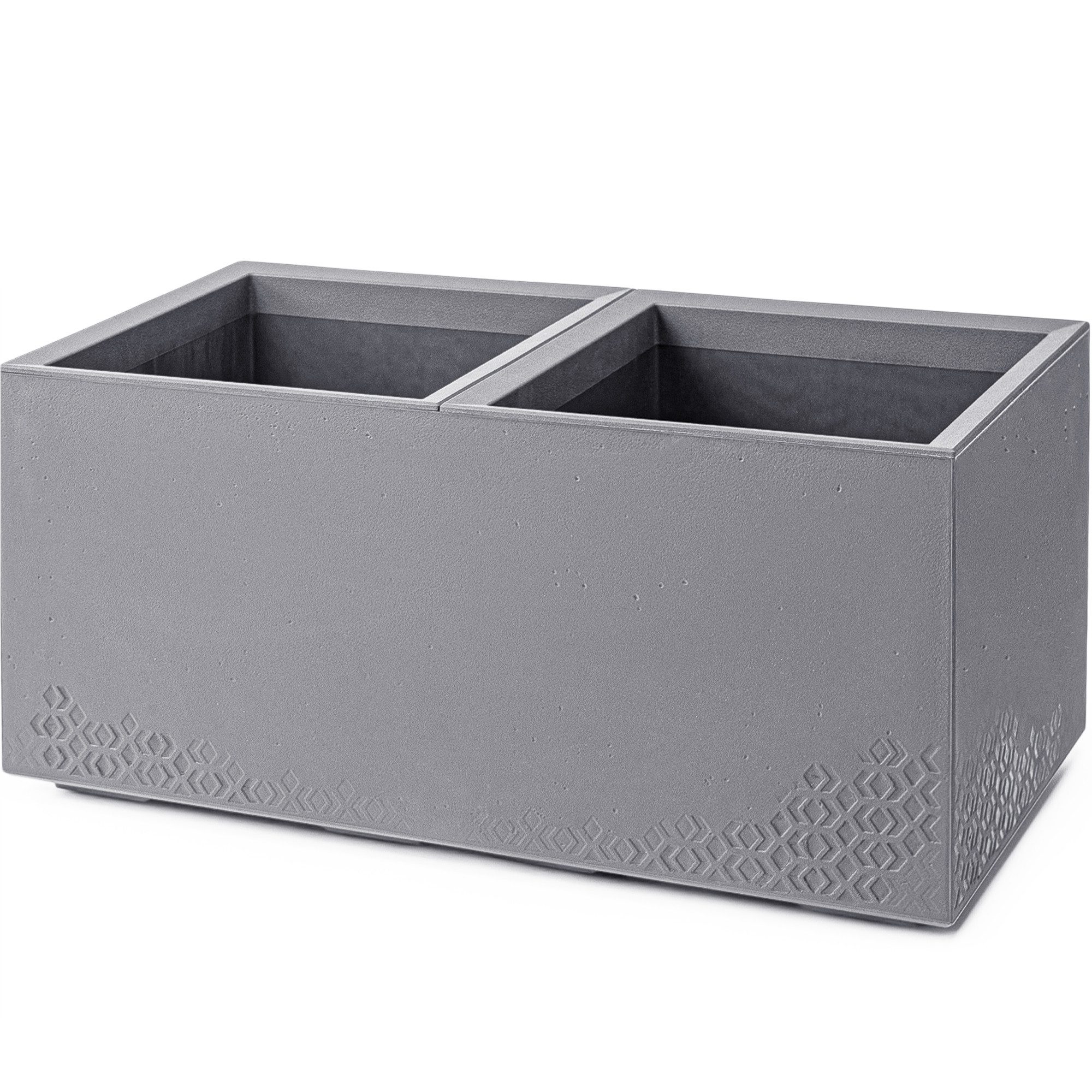 KONZEPT Pflanzkübel Großer auf Rollen, für außen, in Beton-Optik, mobil, recyceltem Material, ideal für Garten, Terrasse und Balkon