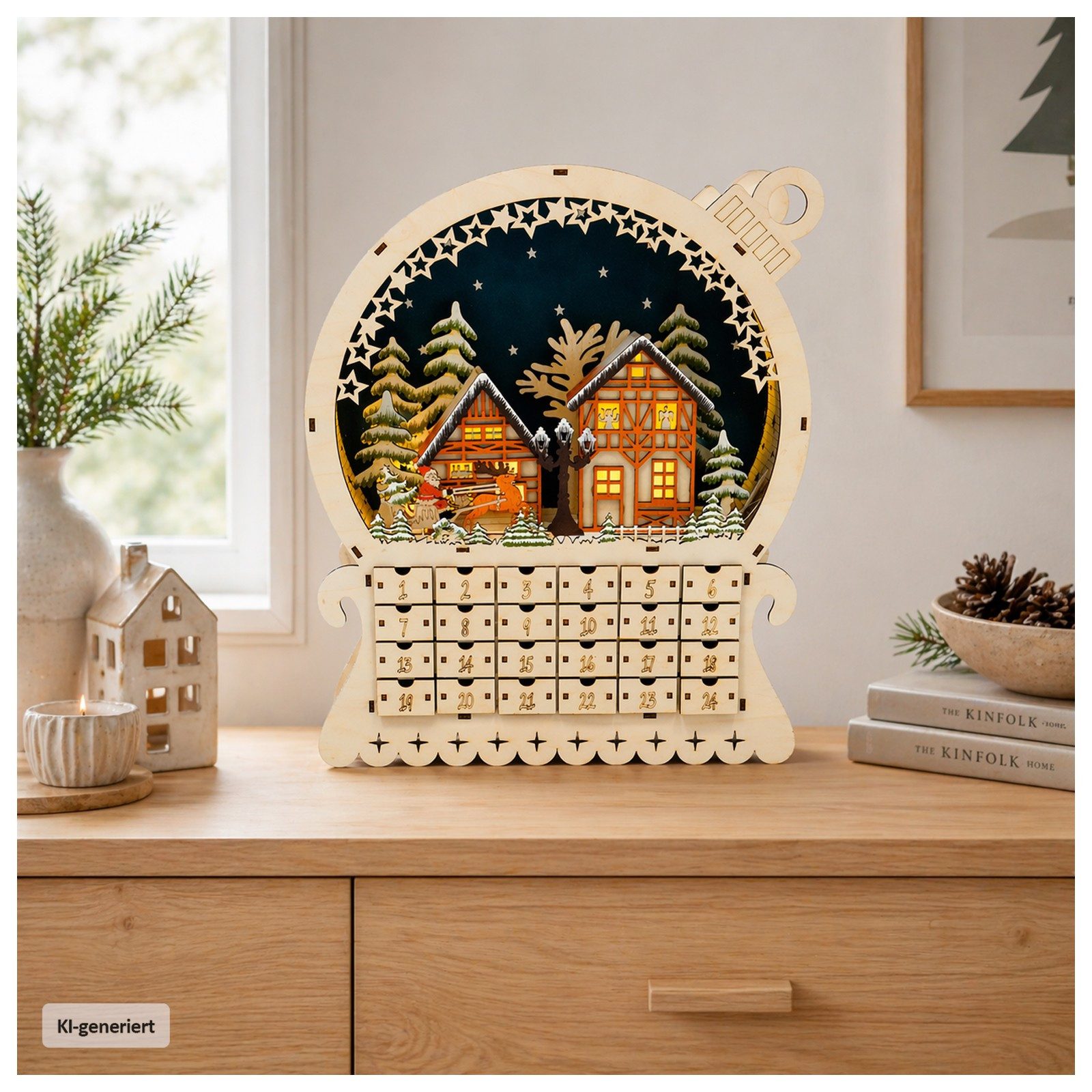 HTI-Living befüllbarer Adventskalender Adventskalender Weihnachtskugel zum Befüllen (1 Stück, 1-tlg), Dekorativer Weihnachtskalender mit 24 Schubladen – Bild 3 von 3