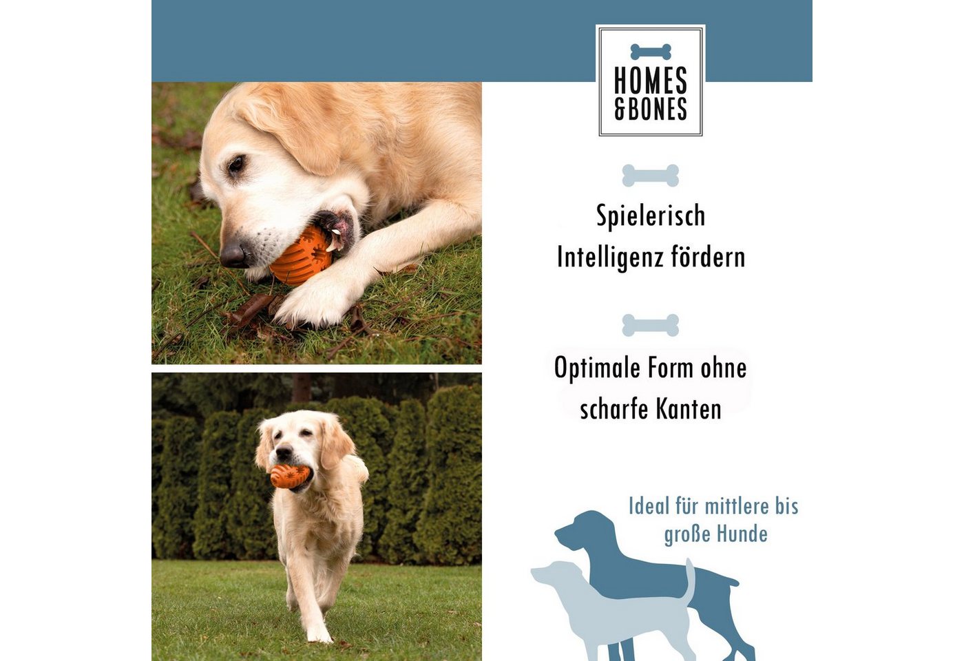 Thumbnail - HOMES&BONES Snackball "Doggy Egg", befüllbares Hundespielzeug für interaktive Beschäftigung, 100% Naturkautschuk, für mi...