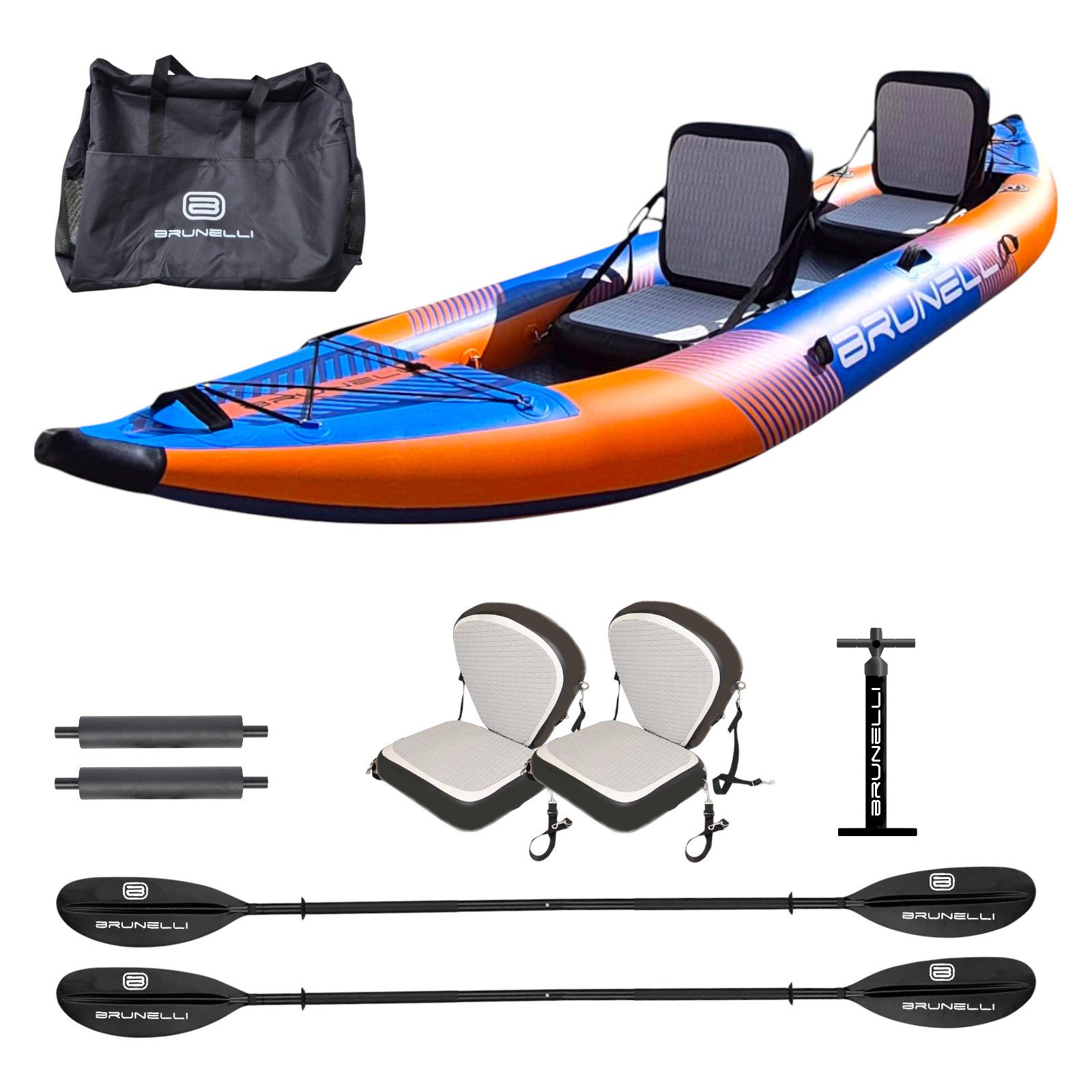 Brunelli Tourenkajak Brunelli 2 Personen Kajak SET aufblasbar Drop-Stitch Kanu Kayak Tour