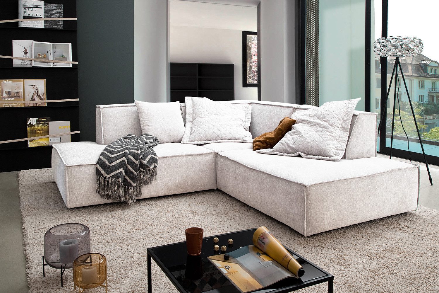 KAWOLA Ecksofa SAMU, Couch L-Form rechts oder links Stoff verschiedene Farben 226x224 cm