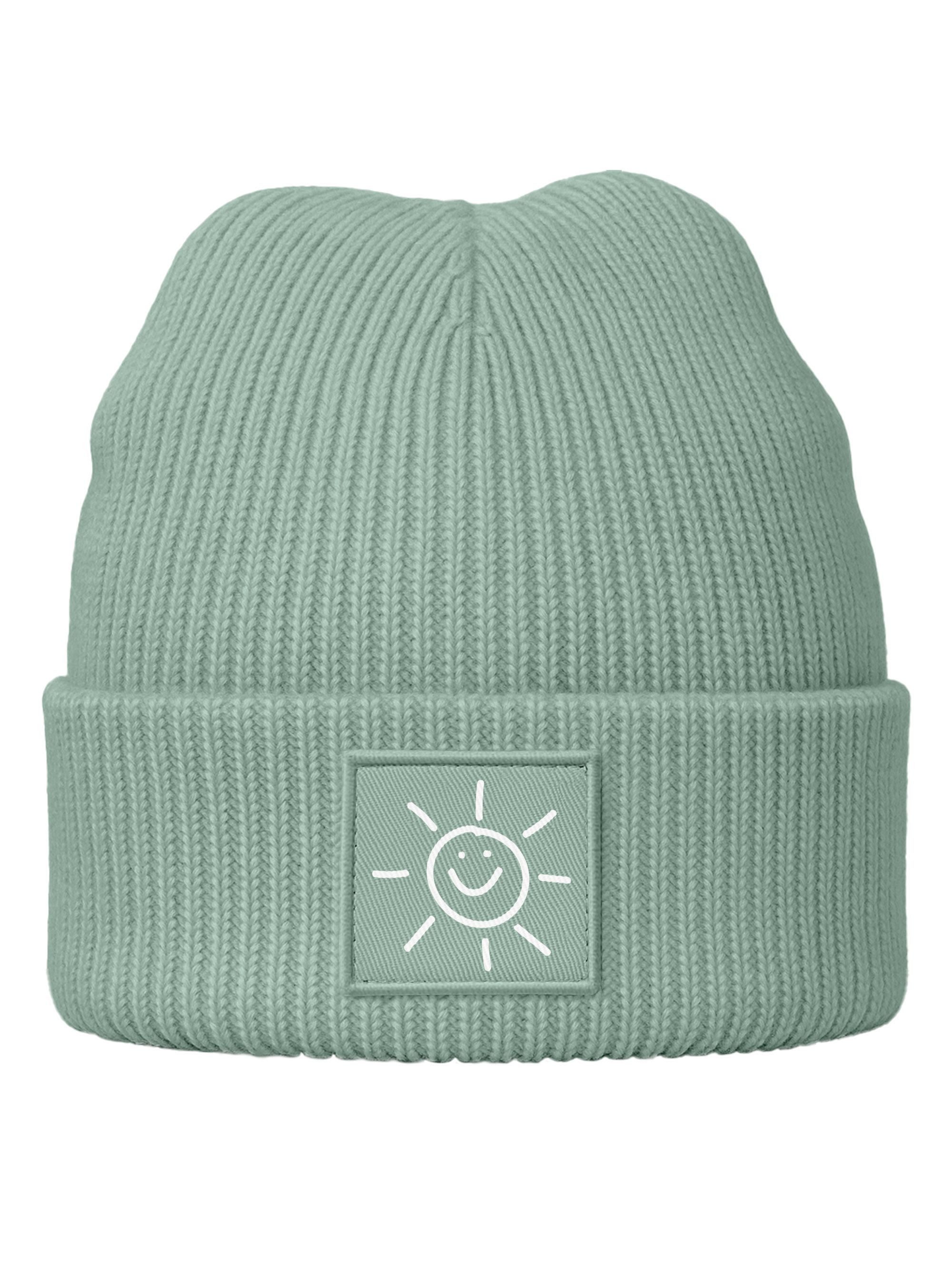Neverless Strickmütze Herren Mütze Beanie mit Aufdruck Sonne Smile Wintermü günstig online kaufen