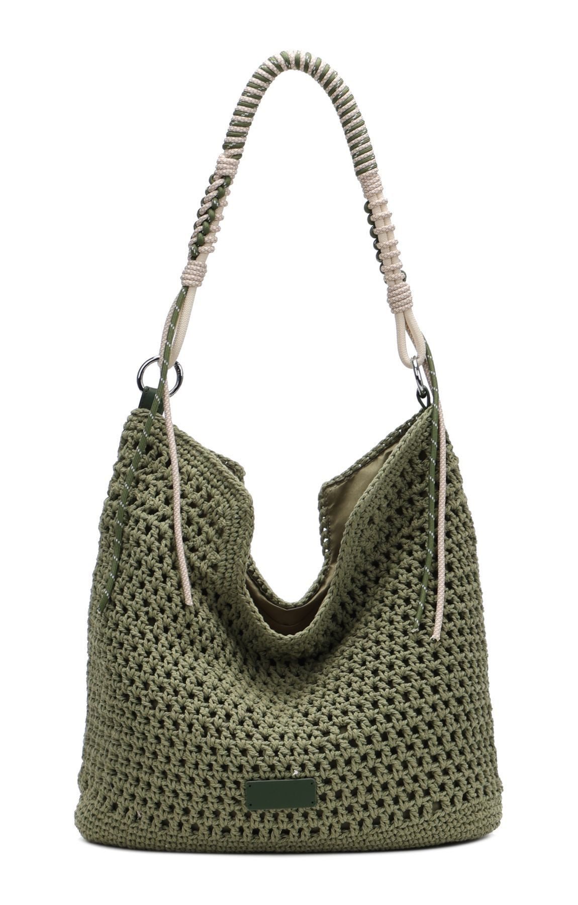 Schultertasche DAMEN TASCHE Hobo Shopper Häkeltasche Boho Geflecht Freizeit Urlaub