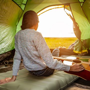 Outsunny Luftmatratze Camping Isomatte mit Fußpumpe, (Schlafmatte, 1-St., Luftbett), mit Tragetasche für Camping, bis 80 kg belastbar, Grün