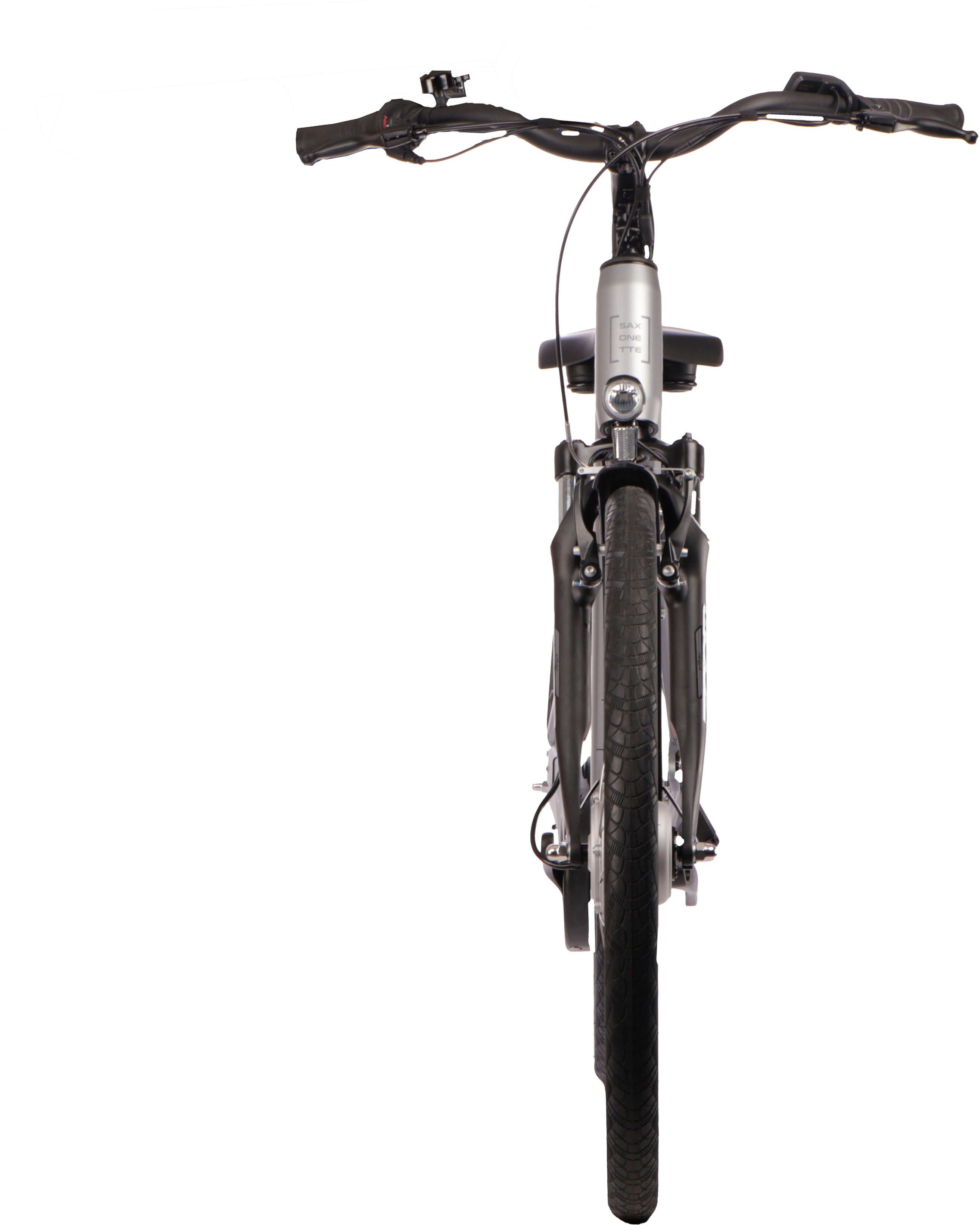SAXONETTE E-Bike Cityrad SAXONETTE Comfort Plus 5.0 E-Bike Damen 28 Zoll, 7 Gang Shimano Nexus 7 Gänge Schaltwerk, Nabenschaltung, Frontmotor, 468 Wh, (Packung), (mit integr. Akku), Elektrofahrrad für Alltag und Einkauf