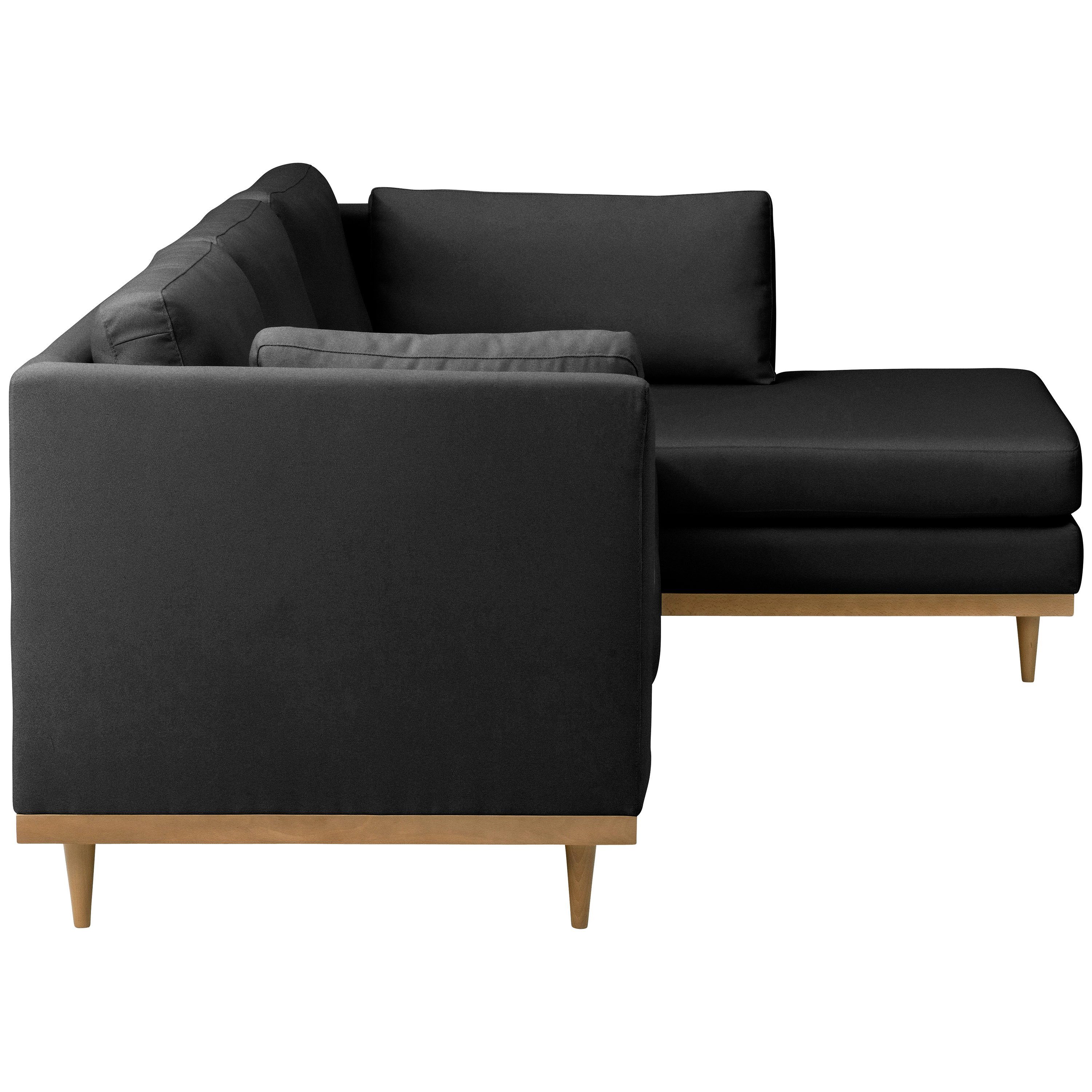 1 im Ecksofa Max links Ecksofa Stück, 2-Sitzer Sofa mit graphit, Larsen skandinavischen Winzer® Design rechts Sofa Flachgewebe