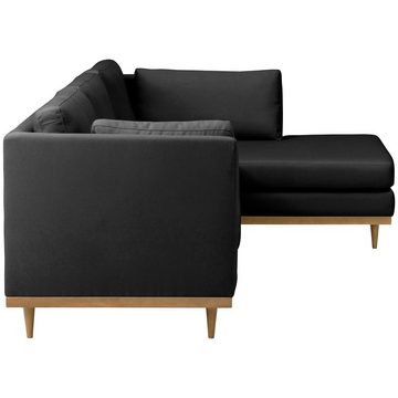 Max Winzer® Ecksofa Sofa Larsen Ecksofa rechts mit Sofa 2-Sitzer links Flachgewebe graphit, 1 Stück, im skandinavischen Design