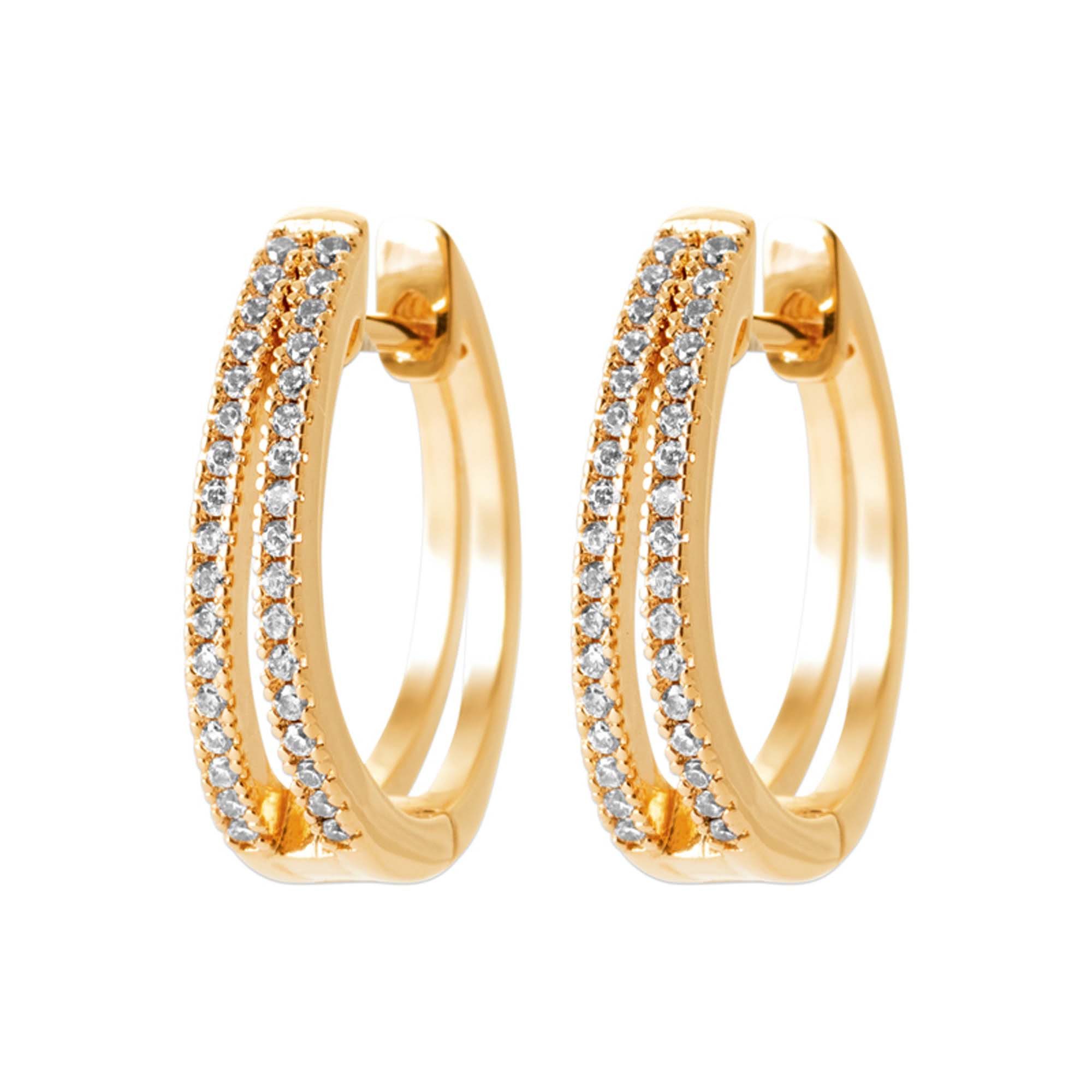 Balia Paar Creolen Balia Creole plain Zirkonia (Creolen), Damen Creolen plain vergoldet (Gelbgold 750), Farbe: gold