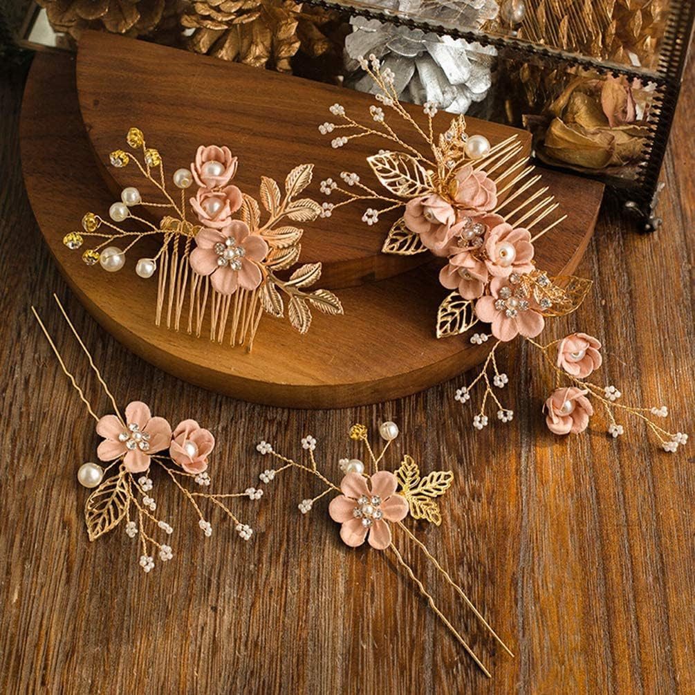 MOPUEA Haarspange 4 Stück Hochzeit Haarschmuck, Brautschmuck Haarkamm, 4-tlg.