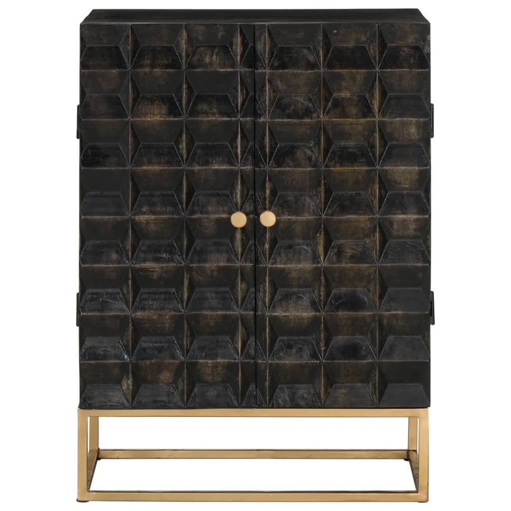 vidaXL Schuhschrank Sideboard Schwarz 55x34x75 cm Massivholz und Eisen (1-St)