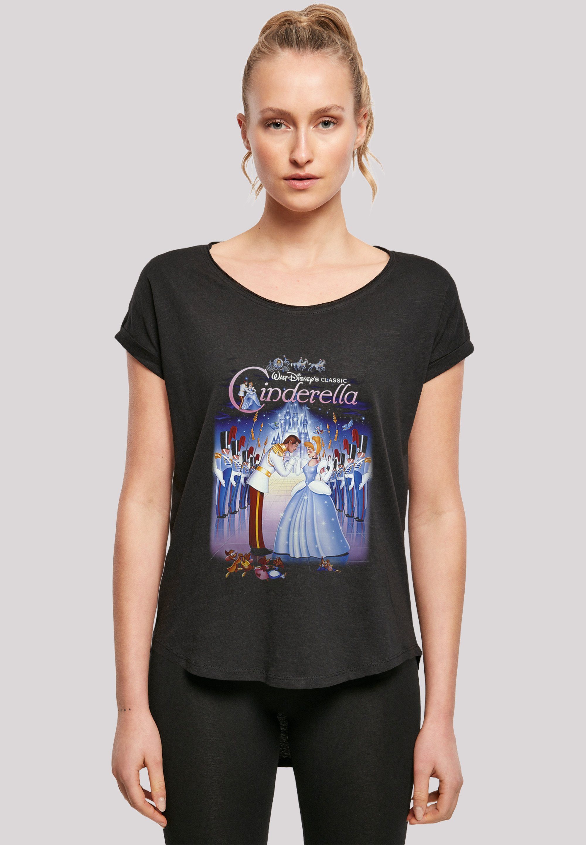 F4NT4STIC T-Shirt Aschenputtel Print, extra geschnittenes Damen lang Collage T-Shirt Cinderella Disney Hinten Poster