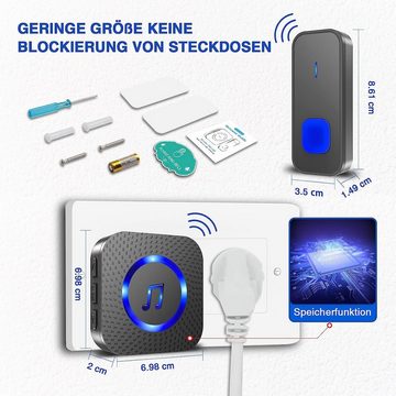 JOEAIS Türklingel-Set Funkklingel Kabellose Türklingel Wireless Boorbell 400m 110dB, Haustürklingel 2 Empfänger Batteriebetrieben Aussen Klingel Haustür