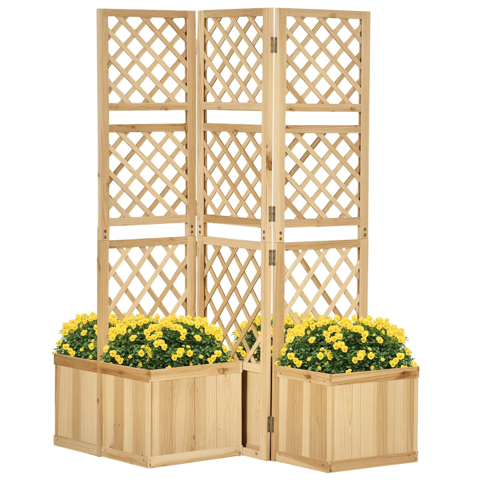 Outsunny Paravent Hochbeet, Sichtschutz, 133 x 165 cm Raumteiler, Tannenholz Natur (Pflanzkasten, 1 St., Raumtrenner für Balkon), Klappbares Spalier mit Blumenkästen. Reduzierter Preis € 125,90. Unverbindliche Preisempfehlung € 295,90