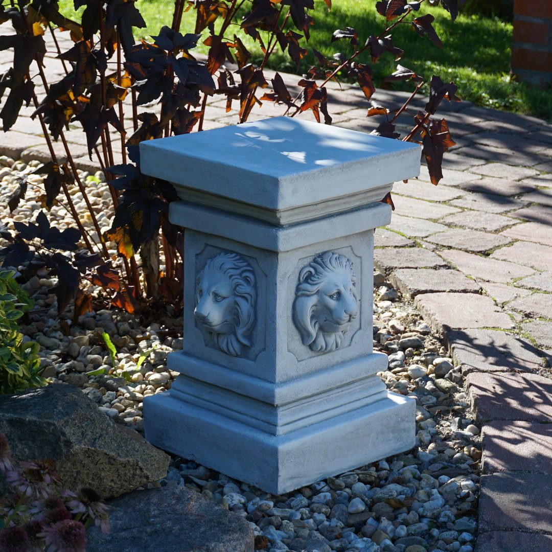 gartendekoparadies.de Gartensockel Steinsäule Löwenkopf Podest 47 cm Steinguss 60 kg, 30x30x47 cm, Frostsicher