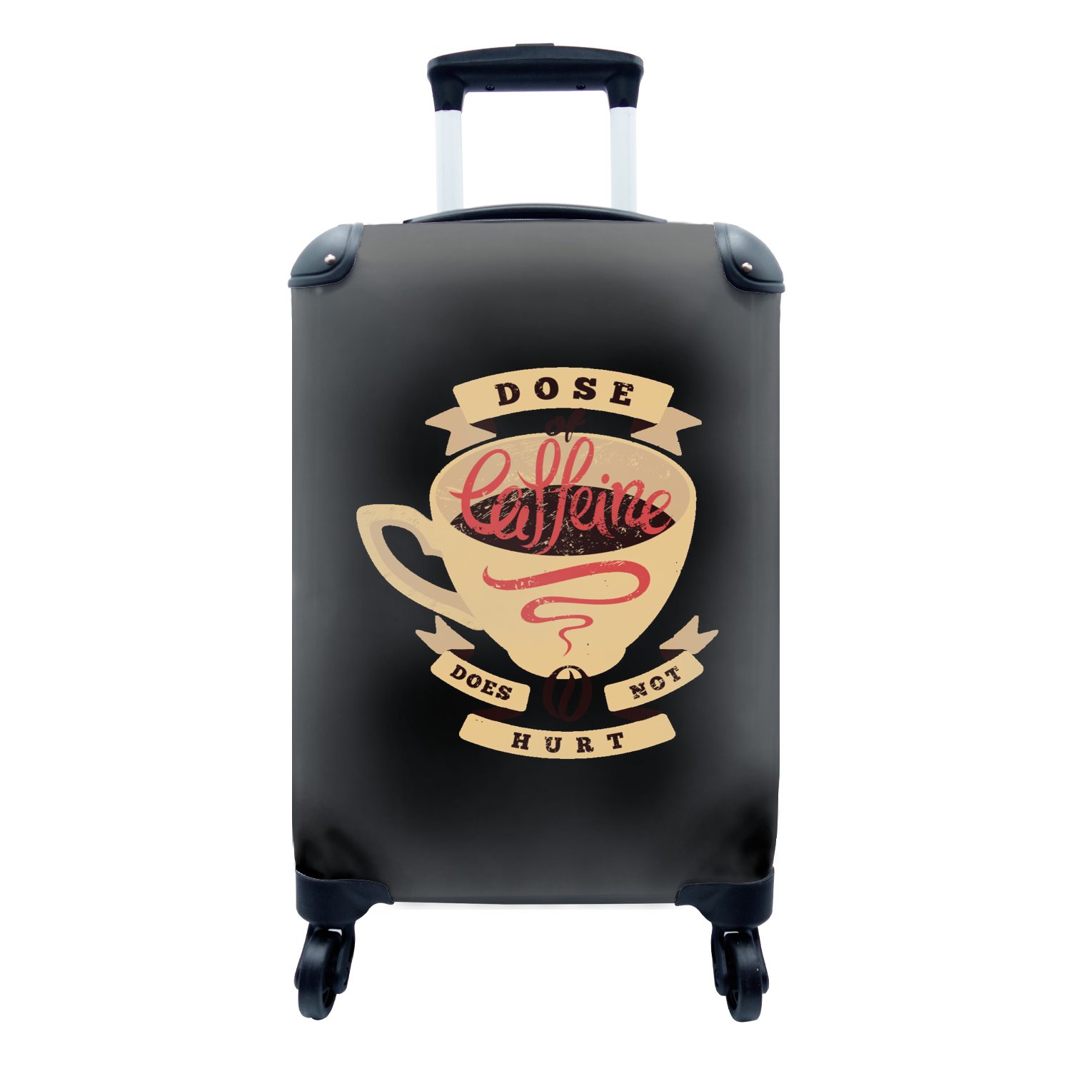MuchoWow Handgepäckkoffer Kaffee - Sprichwörter - Vintage - Zitate - Eine Dosis Koffein tut, 4 Rollen, Reisetasche mit rollen, Handgepäck für Ferien, Trolley, Reisekoffer