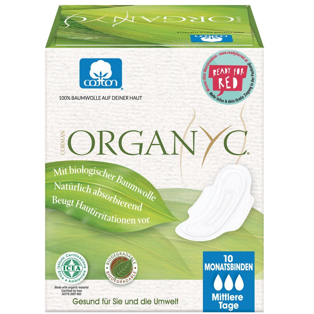 Organyc Slip-Einlage Damenbinden Tag Flügeln 10 Stück