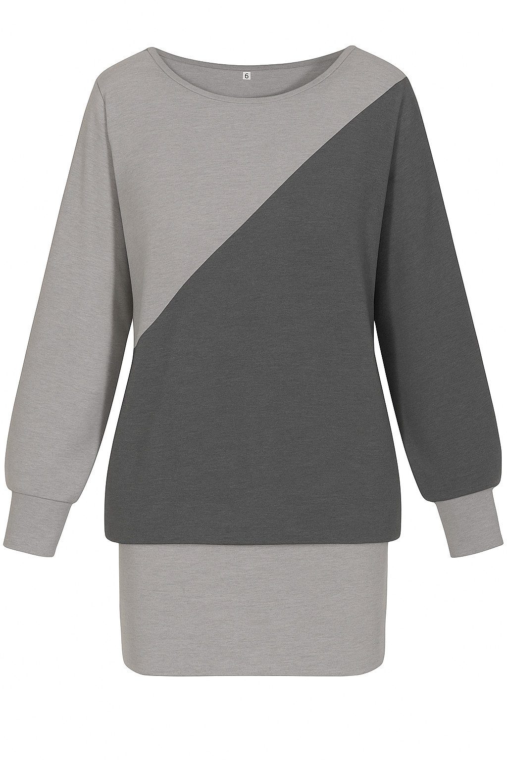 Rollkragenpullover Fledermauspullover Damen Bluse Longshirt Tunika mit 3/4 Ärmeln