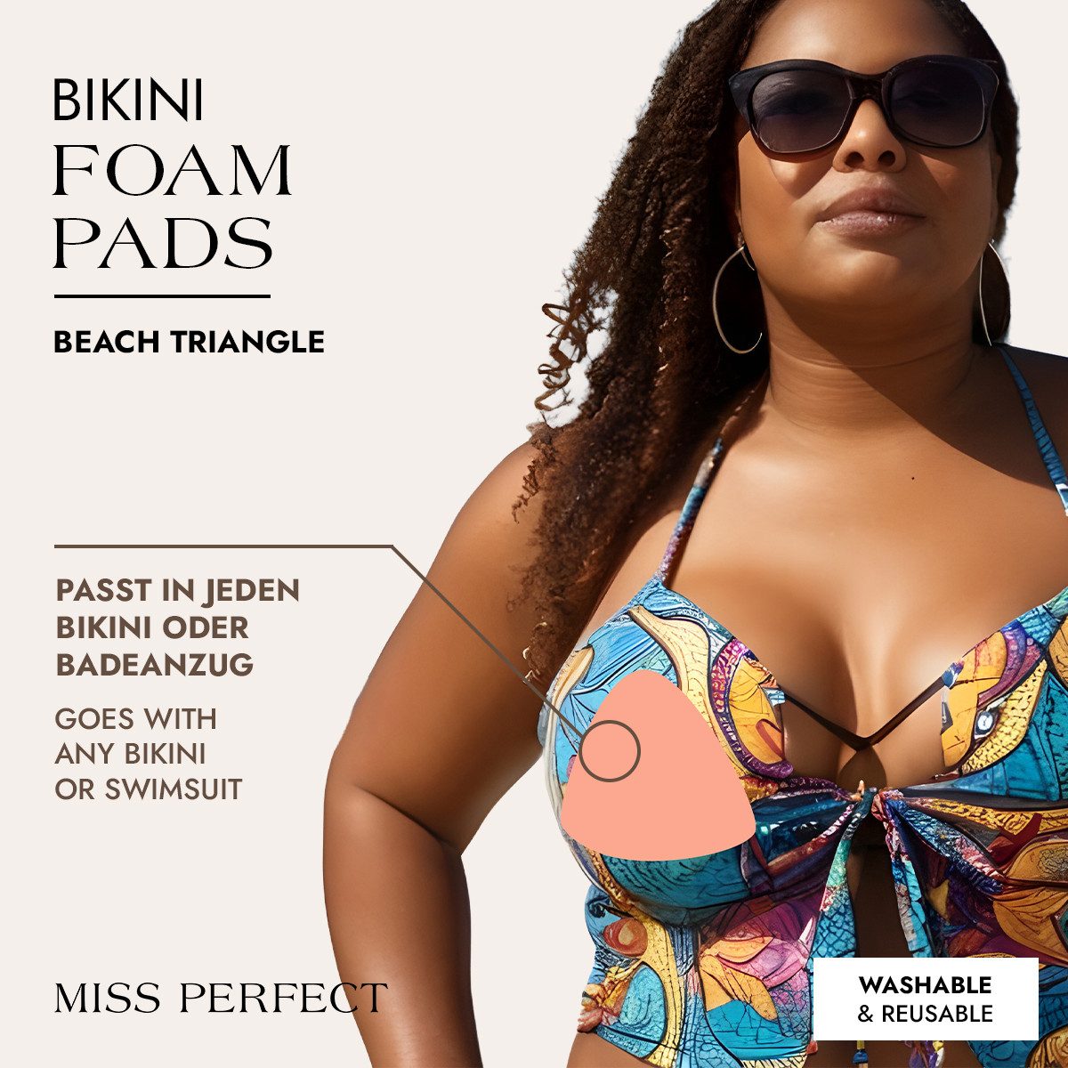 Miss Perfect BH-Einlagen 20042-62, Bikini Foam Pads Triangle – Bikini-Einlagen für natürliche Form