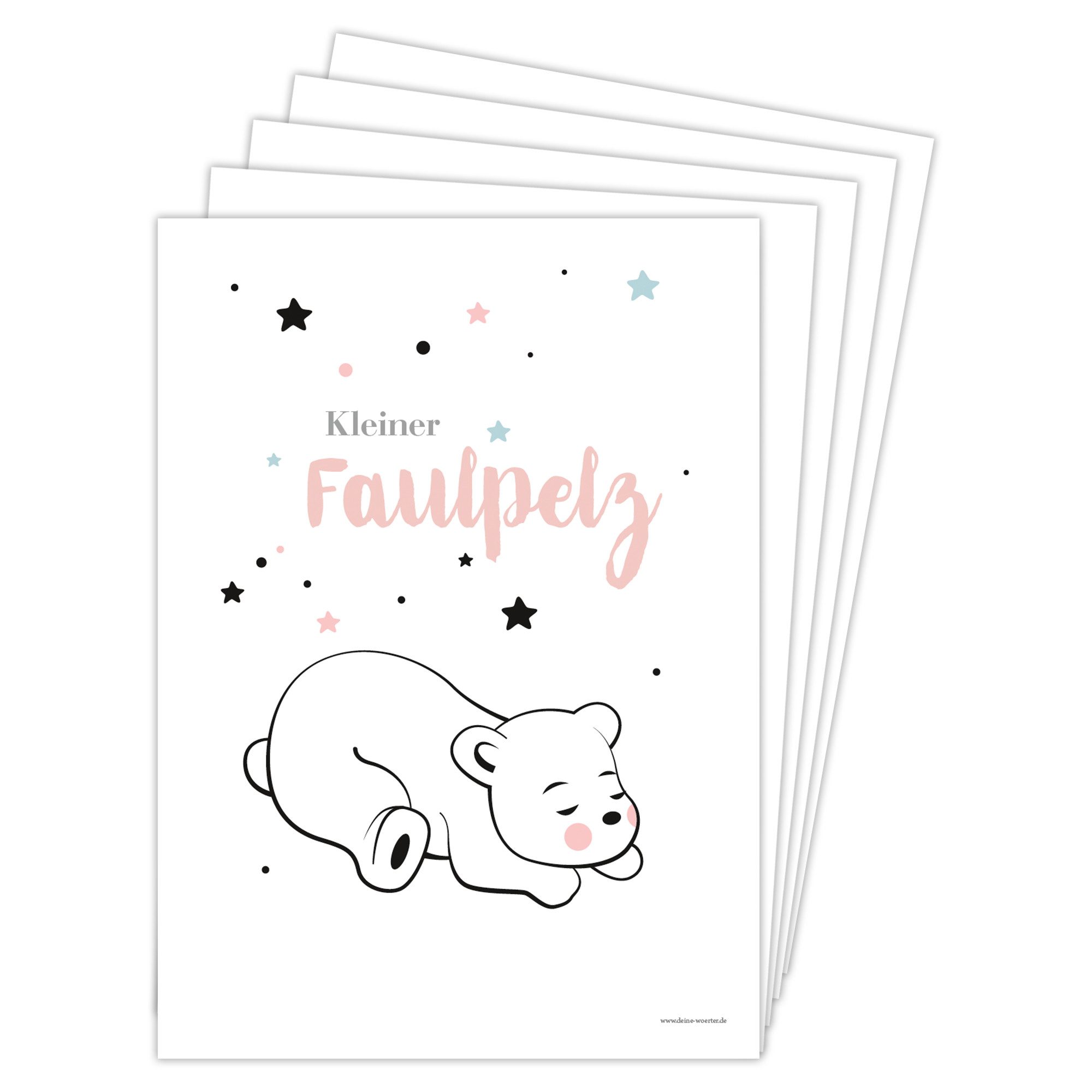 Deine Wörter Grußkarten Kleiner Faulpelz Postkartenset, 5 Karten, DIN A6