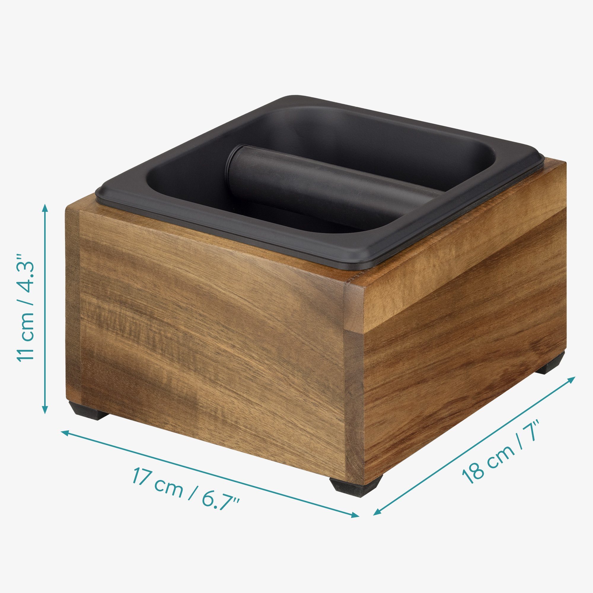 Siebträger Kaffeemühle - für 18x17x11cm Abklopfbehälter Holz Espresso - Navaris