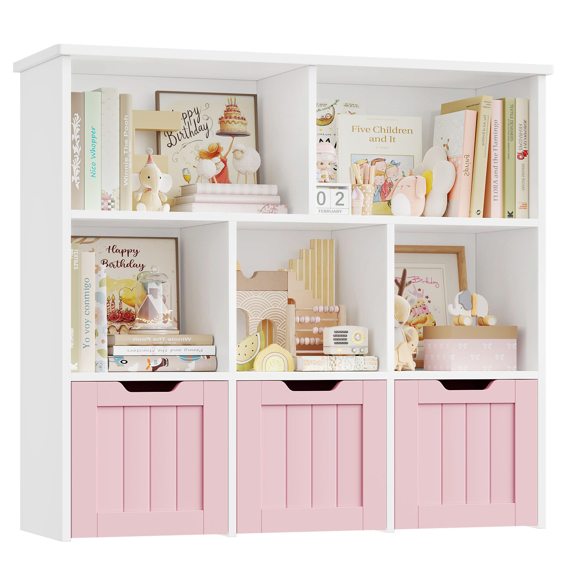 Homfa Kinderregal mit 3 Spielzeugkisten auf Rollen, Spielzeugregal mit 5 of günstig online kaufen