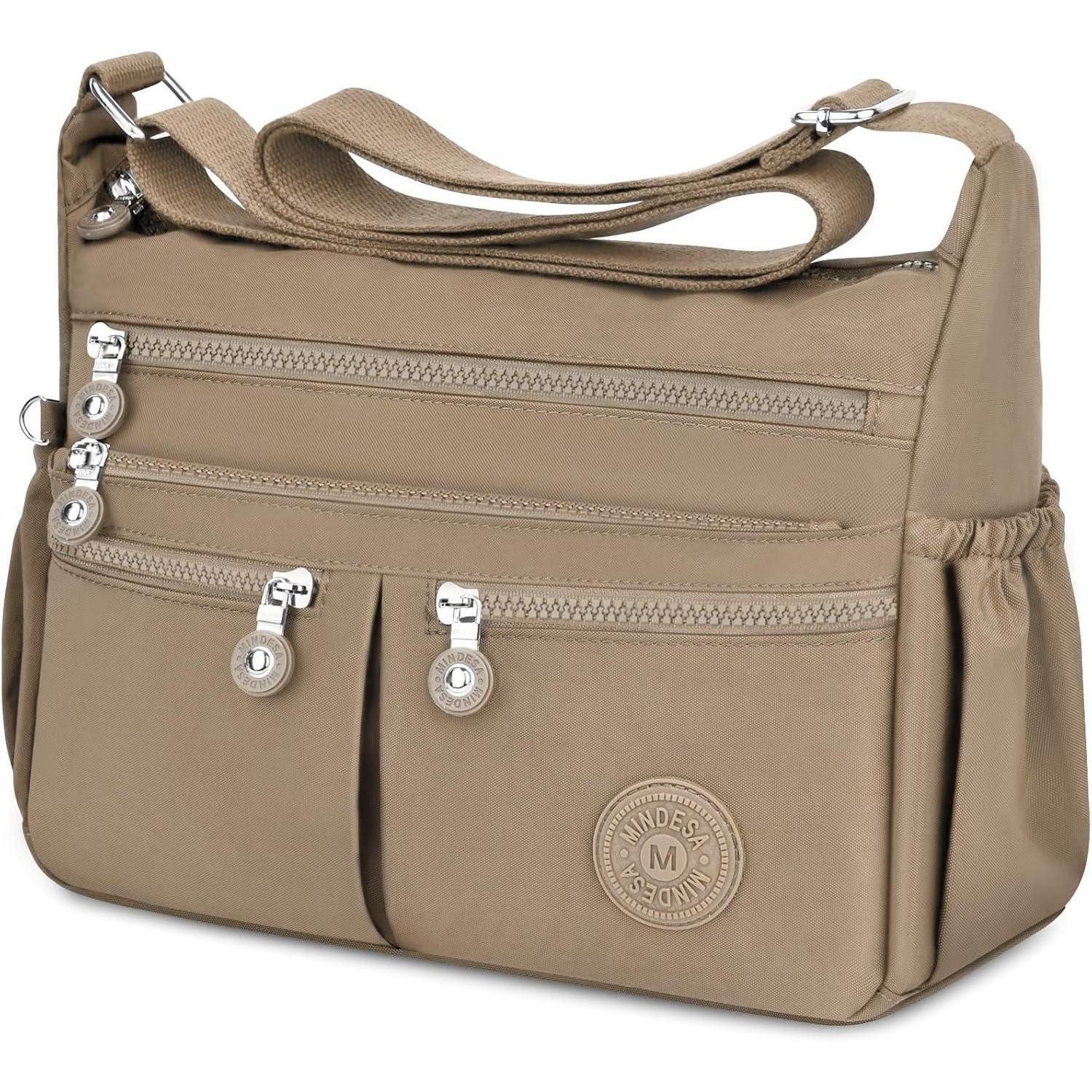 LuxusKollektion Messenger Bag Umhängetasche Damen Crossbody Wasserdicht Nylon Messenger Khaki