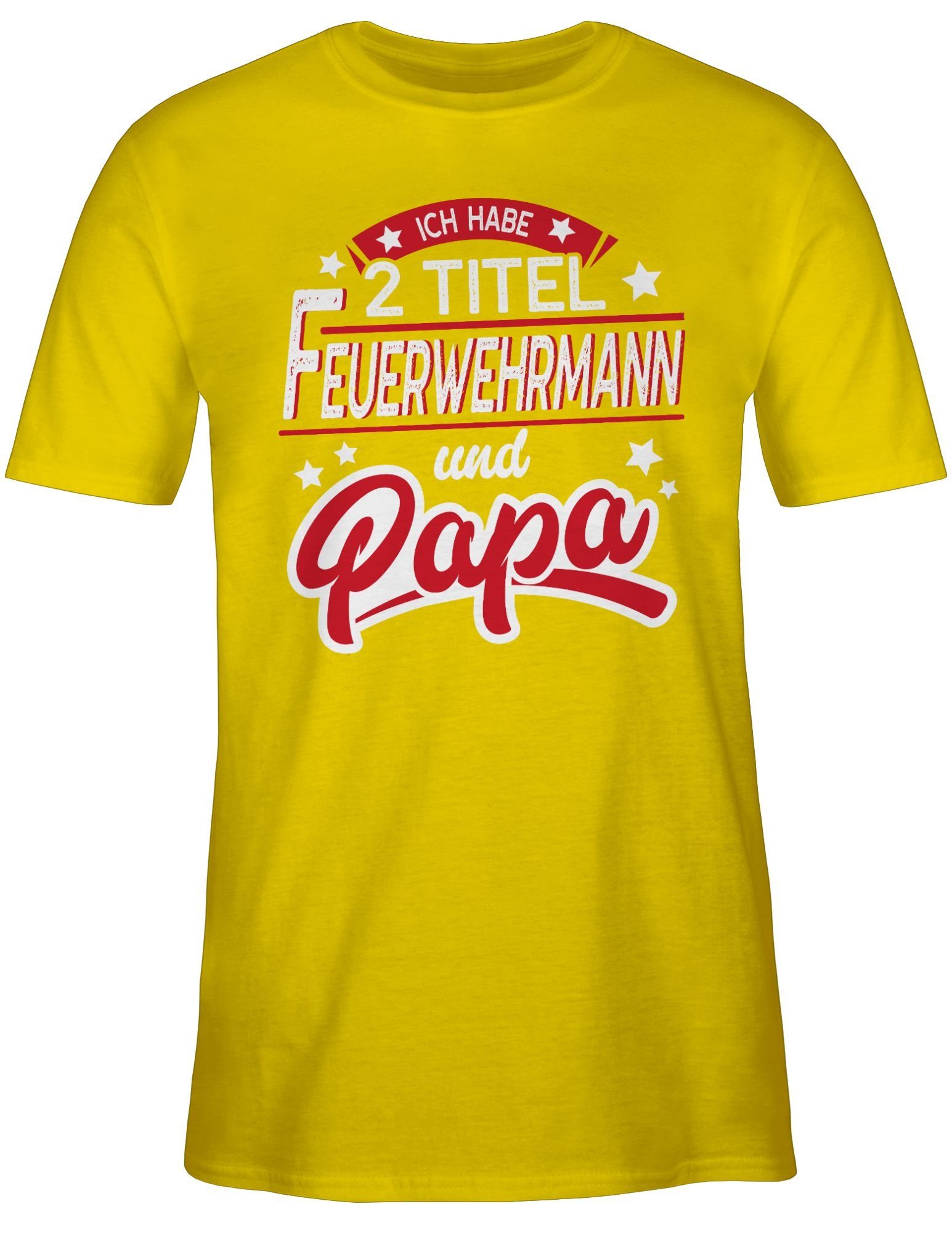 Shirtracer T-Shirt Papa und Feuerwehrmann für Papa Gelb Geschenk 3 Vatertag