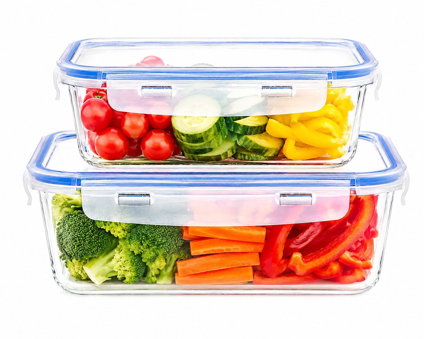 Sendez Frischhaltedose 1,5L+1000ml Glas Lunchbox Vorratsdosen, Glas, (2-tlg)