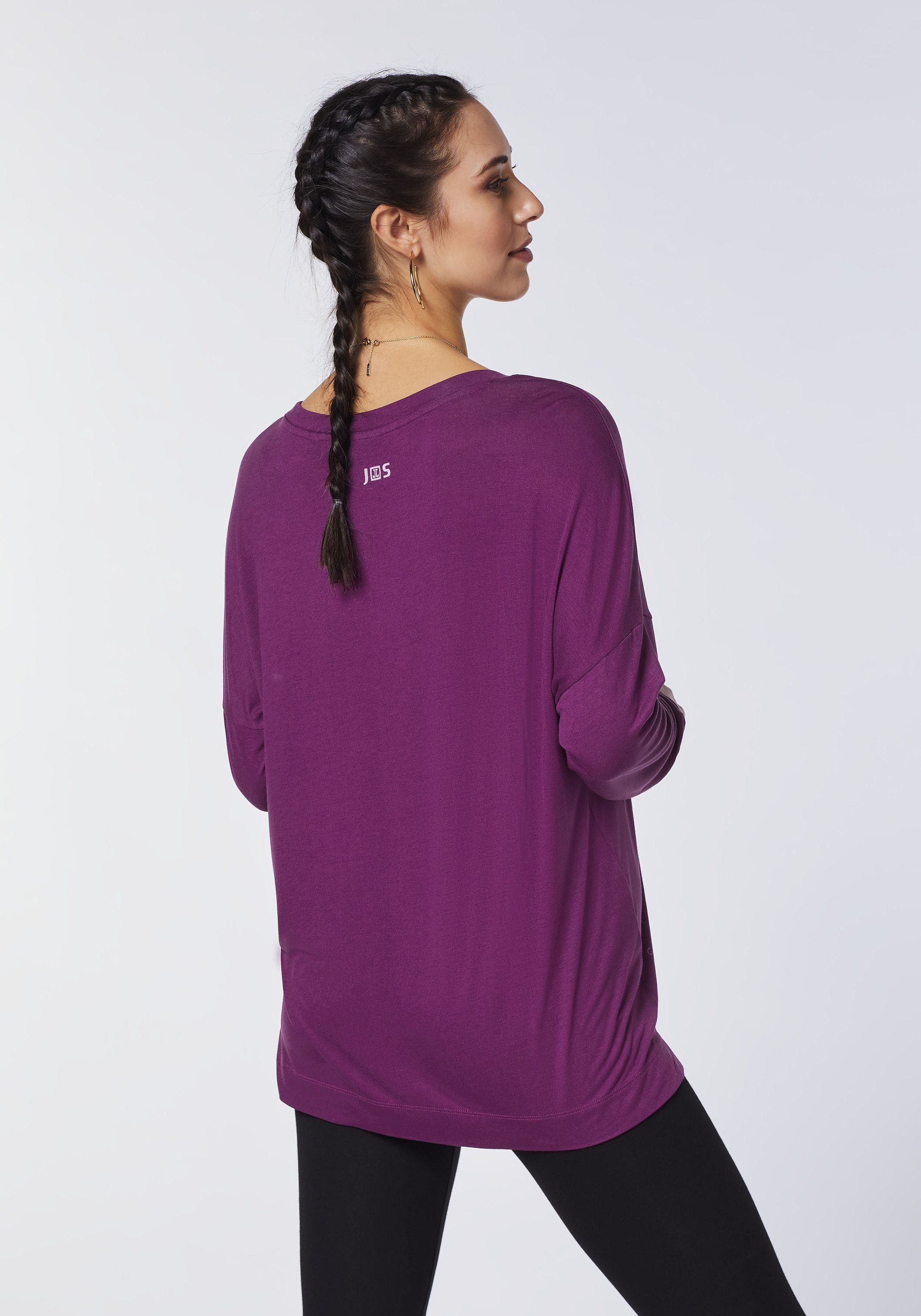 Purple 19-2524 Label-Print mit SPORT dezentem Dark Langarmshirt JETTE