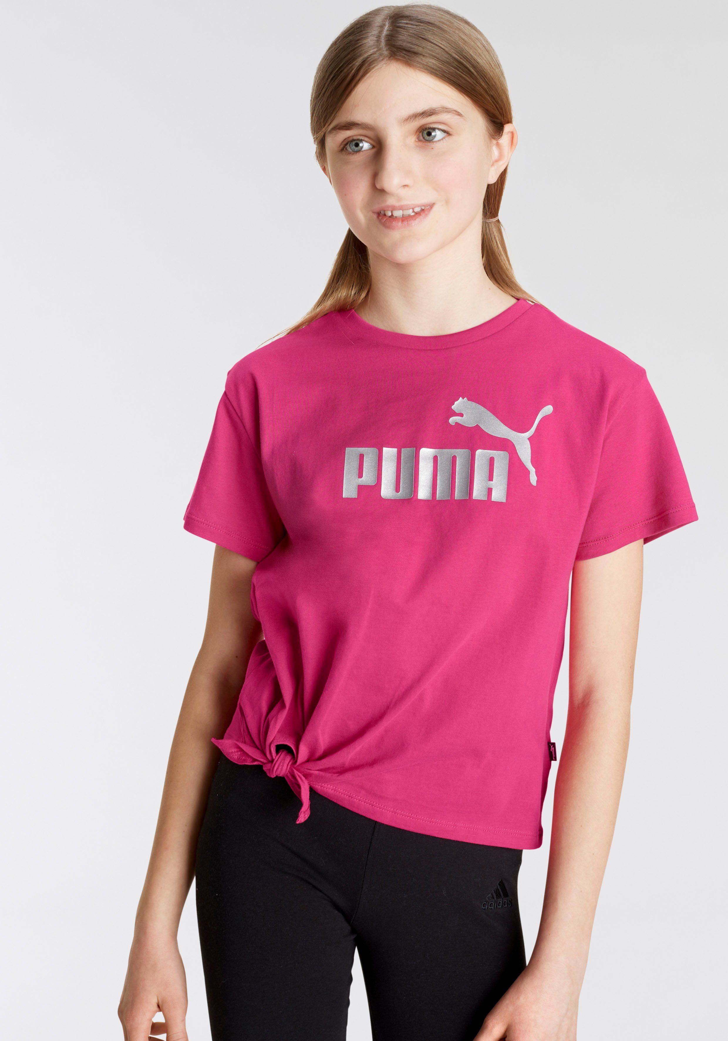 - fuchsia Tee T-Shirt für Knotted PUMA Kinder ESS+ Logo