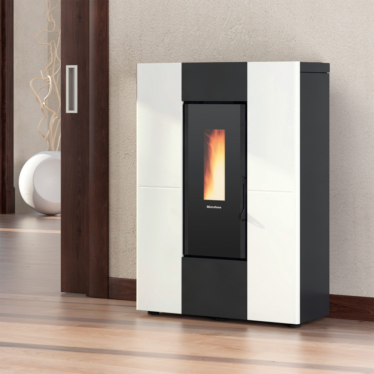 Extraflame Pelletofen Extraflame Marilena Plus AD Pelletofen Stahl Weiss, 8 kW
