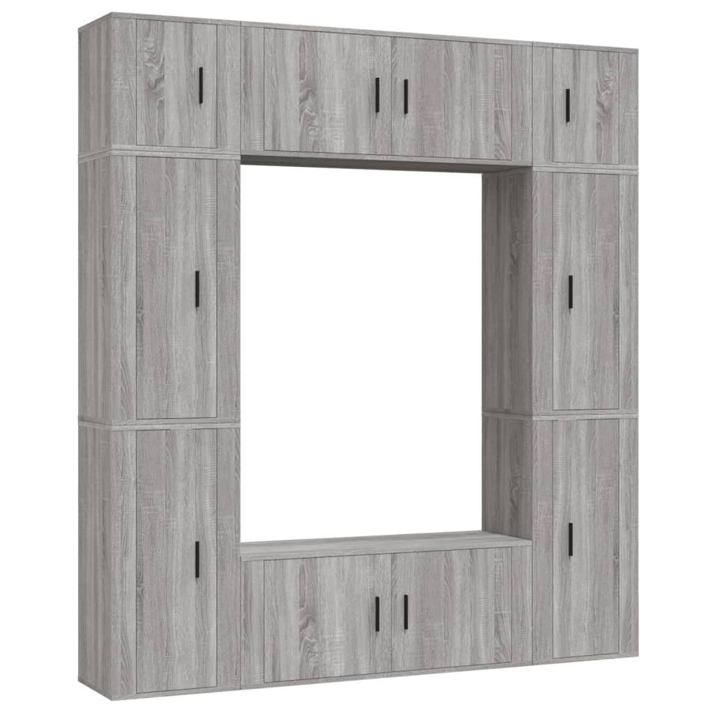 Sonoma Grau (8-St) Holzwerkstoff vidaXL TV-Schrank TV-Schrank-Set 8-tlg.