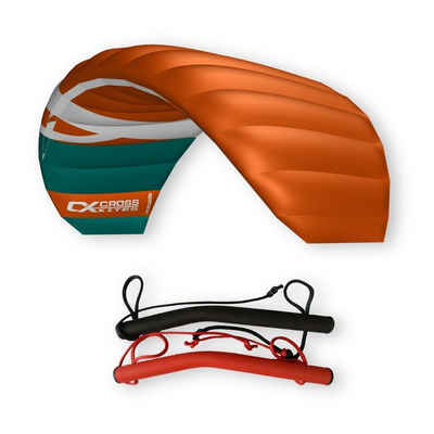 CrossKites Flug-Drache CrossKites Lenkmatte Quattro 3.5 Orange m. Handles, Handles, Leinen, 2 Kitekiller