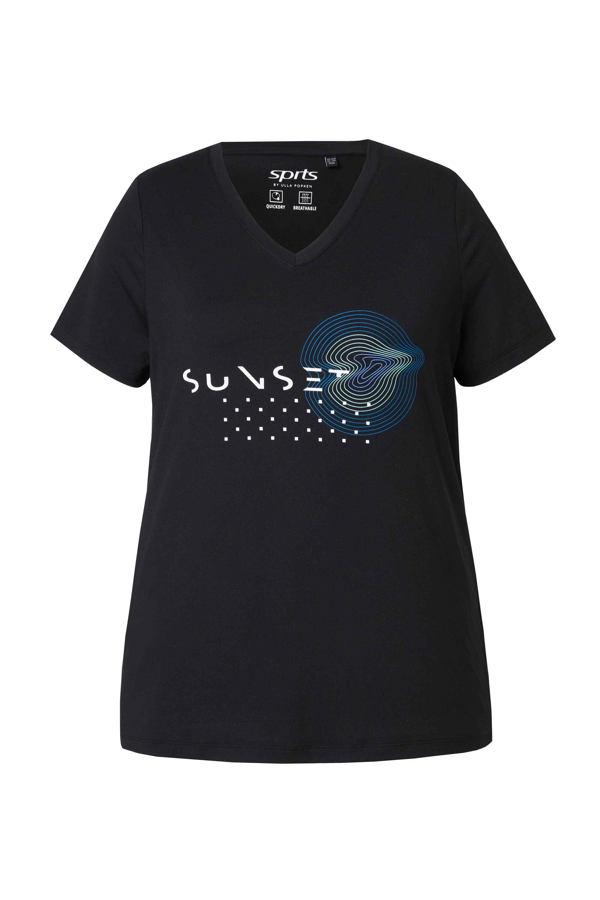 Ulla Popken T-Shirt Funktionsshirt schnelltrocknend V-Ausschnitt günstig online kaufen