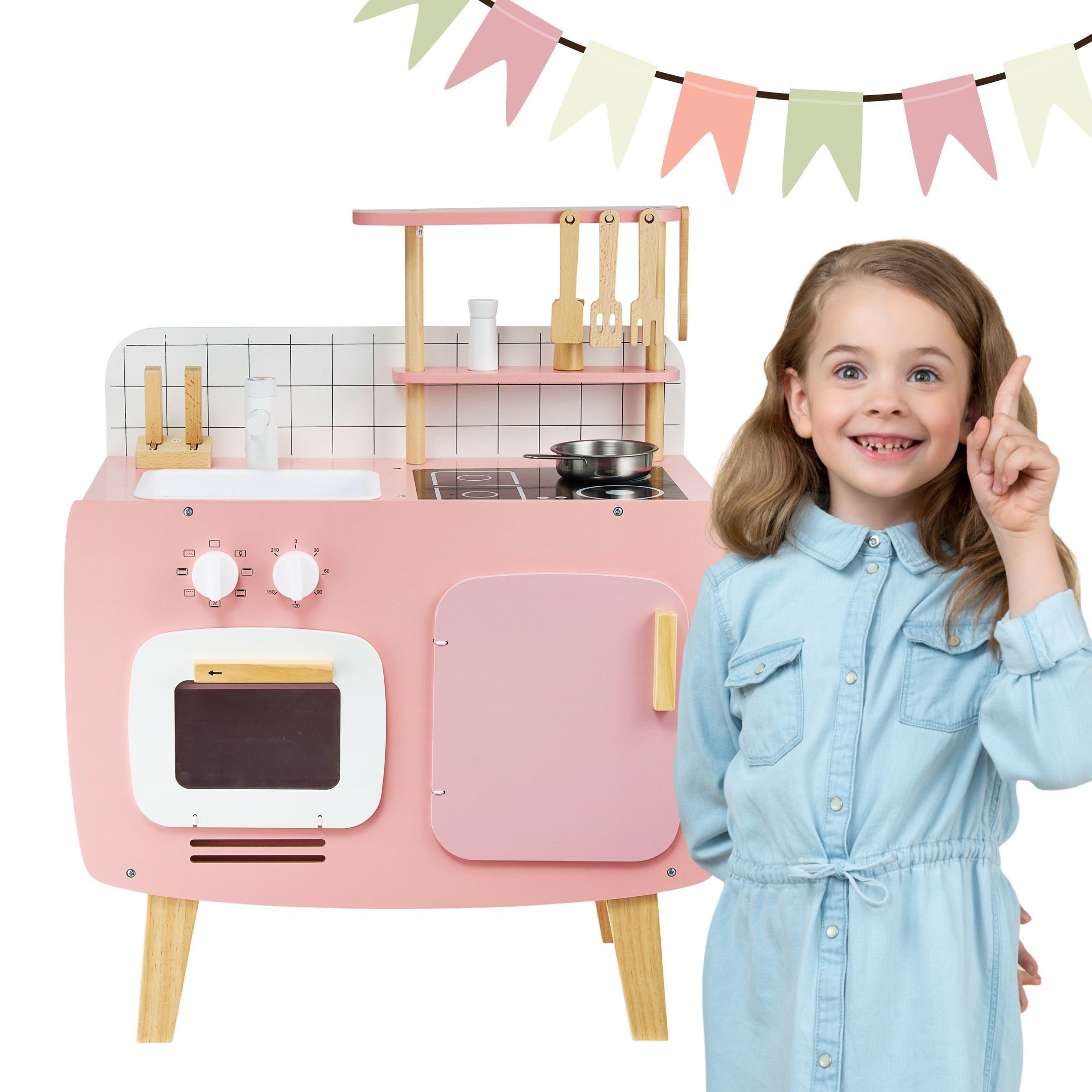 Mamabrum Spielküche Retro-Küche aus Holz mit günstig online kaufen