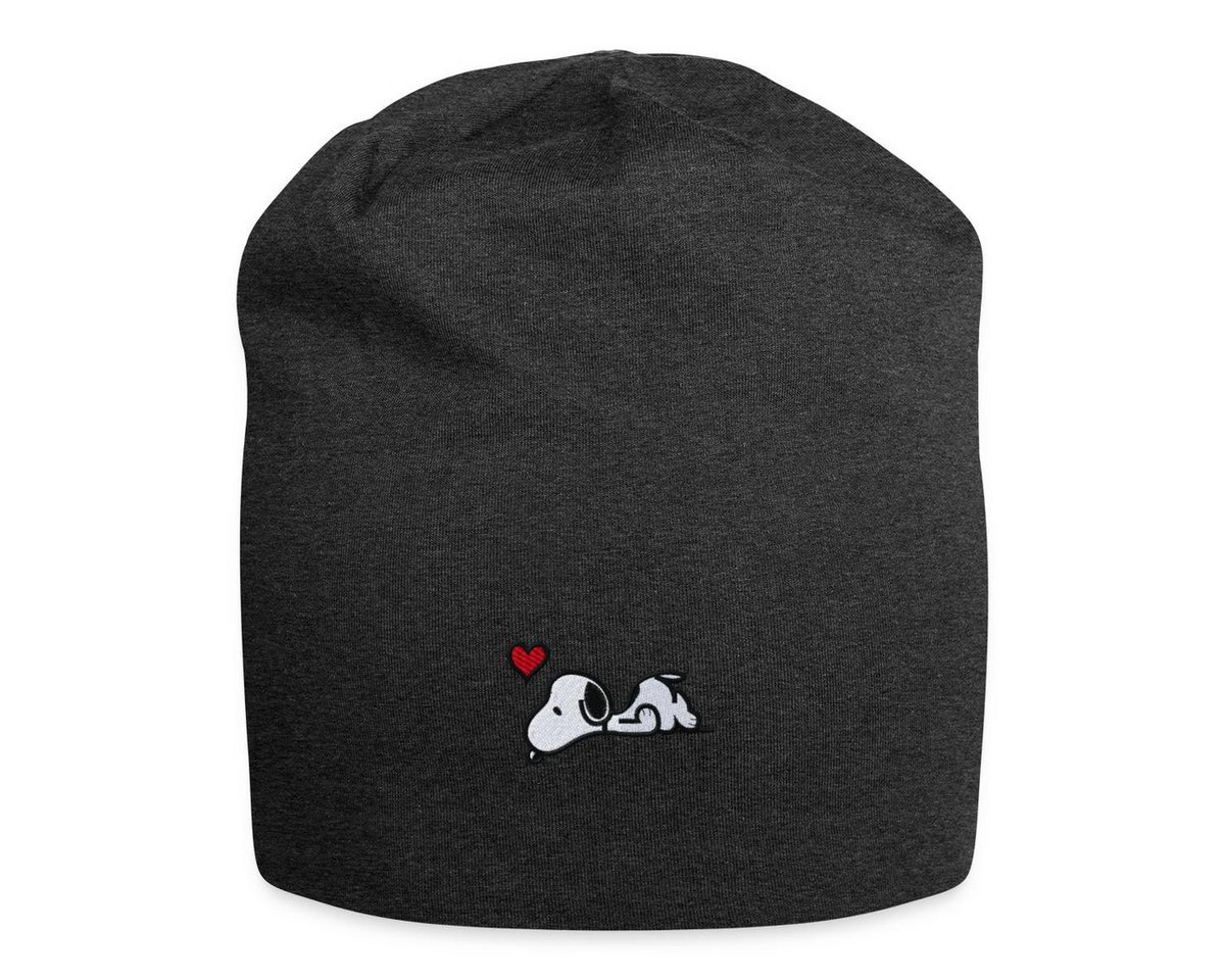 Spreadshirt Beanie Peanuts Snoopy Liebe Herz Love Stick Jersey-Beanie (1-St)