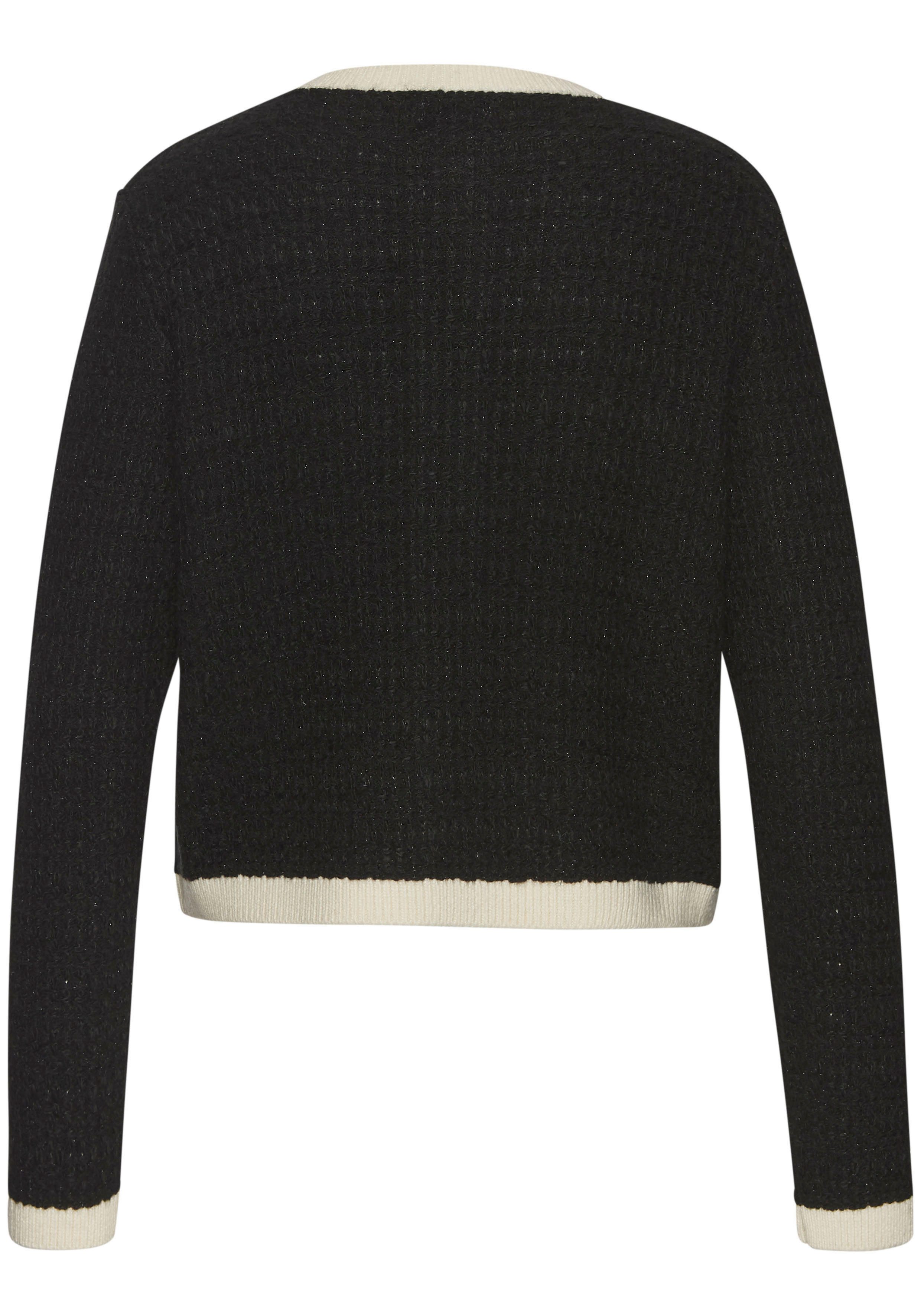 LASCANA Strickjacke mit dezentem Lurexgarn, Kontrastbündchen, casual-chic, elegant – Bild 4 von 5