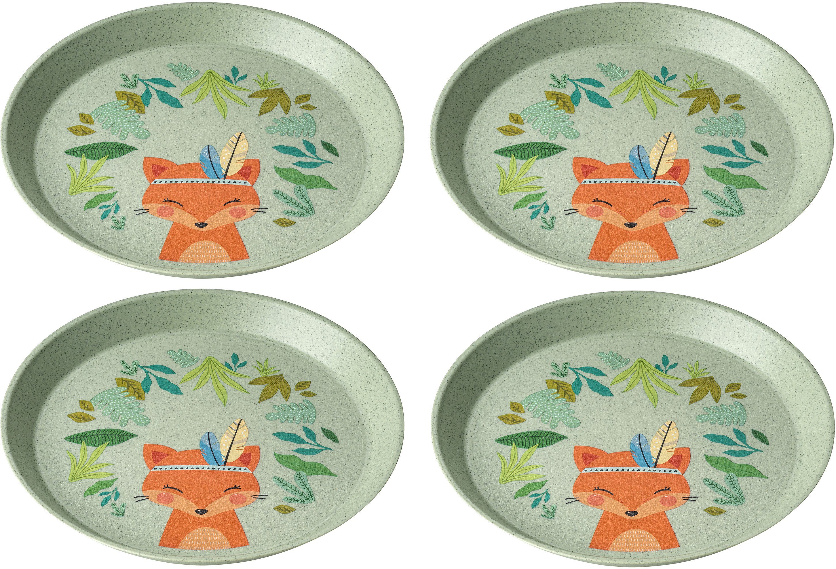 KOZIOL Kunststoffteller CONNECT PLATE HARRY, (4 St), 100% recycelbar,100% made in Germany, Ø 20,5 cm