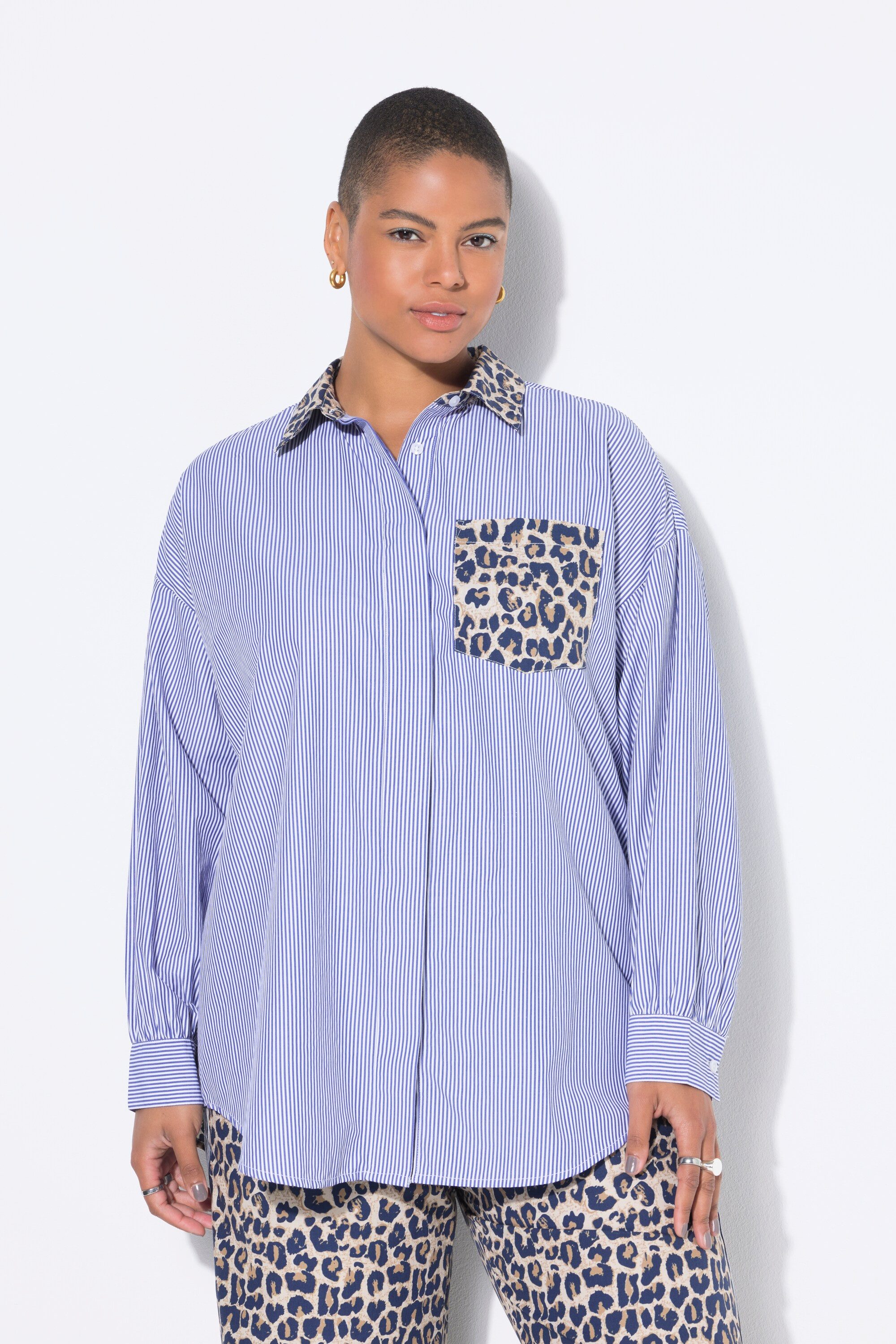 Studio Untold Hemdbluse Hemd Oversize Shape mit Streifen/Leo günstig online kaufen