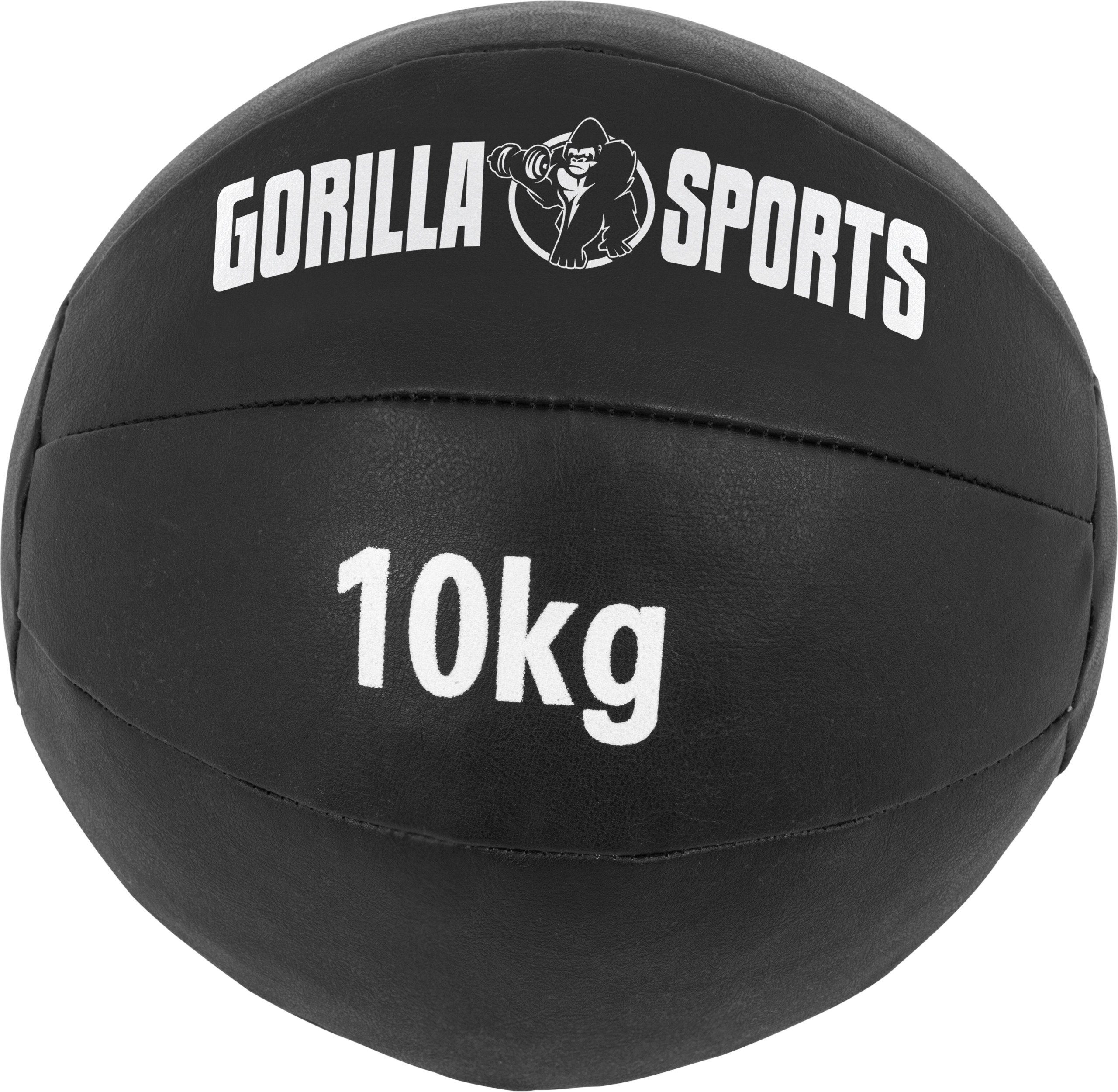 GORILLA SPORTS Medizinball Einzeln/Set, 29cm, aus Leder, Trainingsball, Fitnessball, Gewichtsball 10 kg