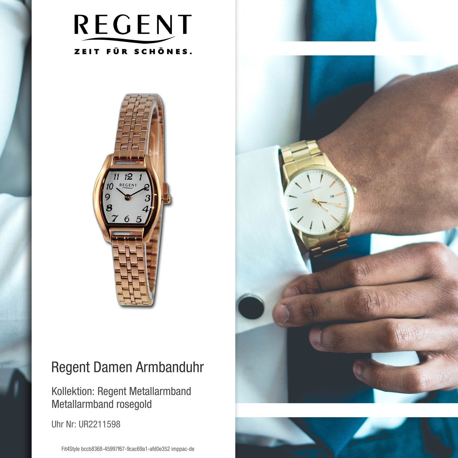 extra 23x30mm), (ca. Regent Armbanduhr Damen Analog, Metallarmband groß Quarzuhr rund, Armbanduhr Damen Regent