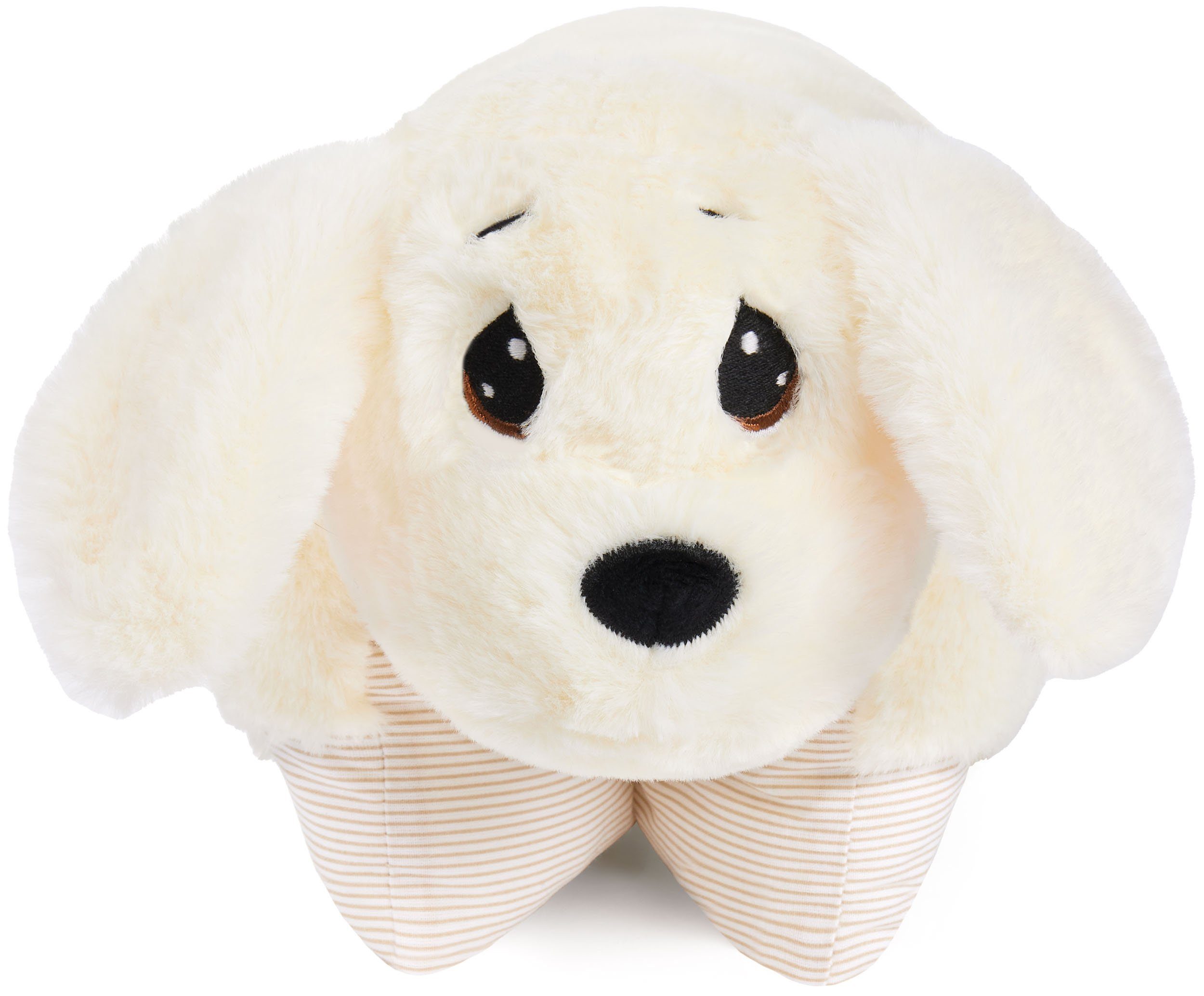 BRUBAKER Kuscheltier Kuscheltierkissen Hund - 2 in 1 Plüschtier und Kuschelkissen (40 x 30 cm, 1-St., Tierkissen Hundekissen Stofftier), Kuschelhund - aufklappbares Kinder Plüschkissen mit Klettverschluss