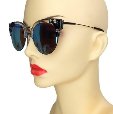 Ella Jonte Sonnenbrille stylishe Brille transparent silber blau verspiegelt UV 400