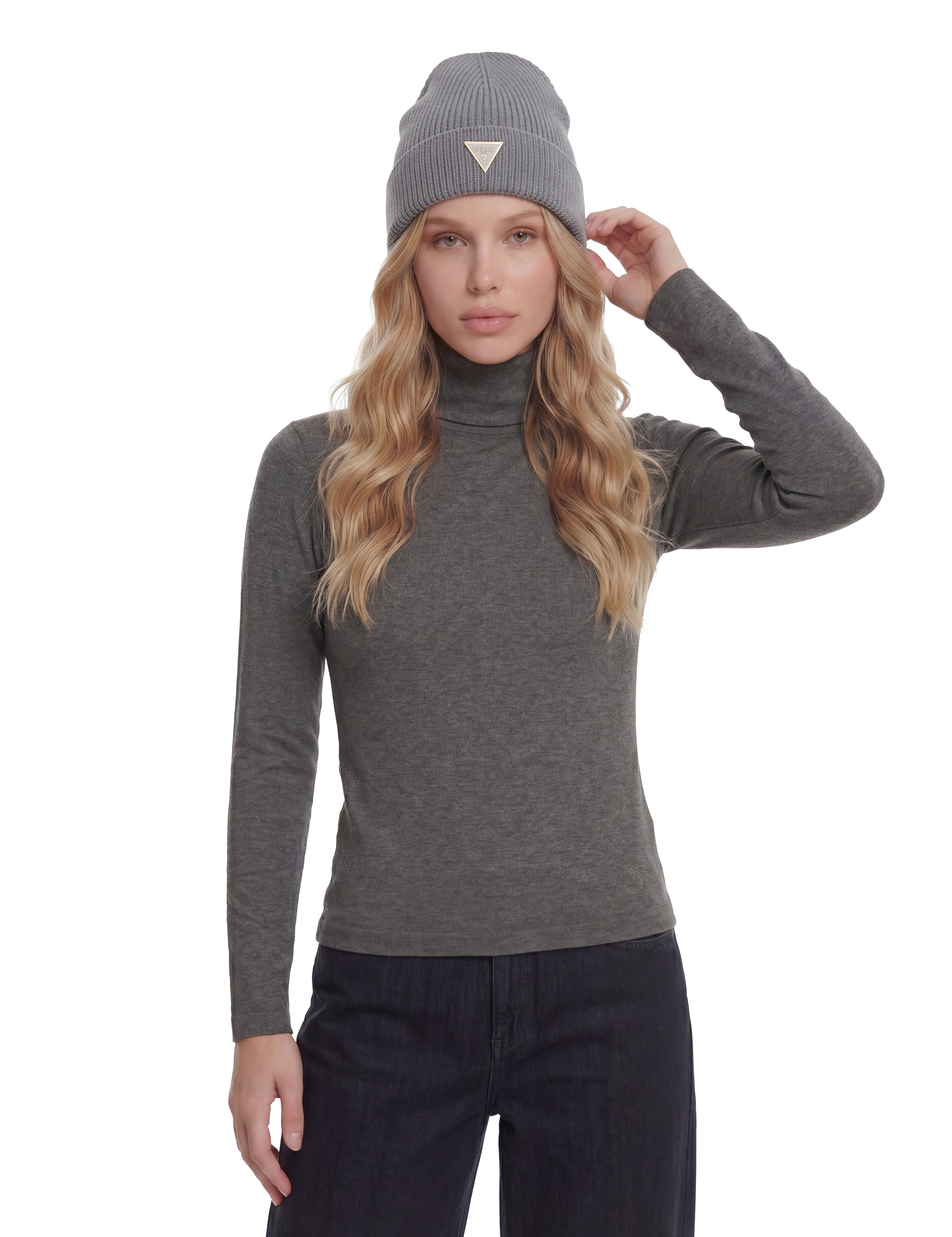 Guess Longsleeve LS LICIA TURTLE NECK TOP mit Rollkragen, Viskosemix