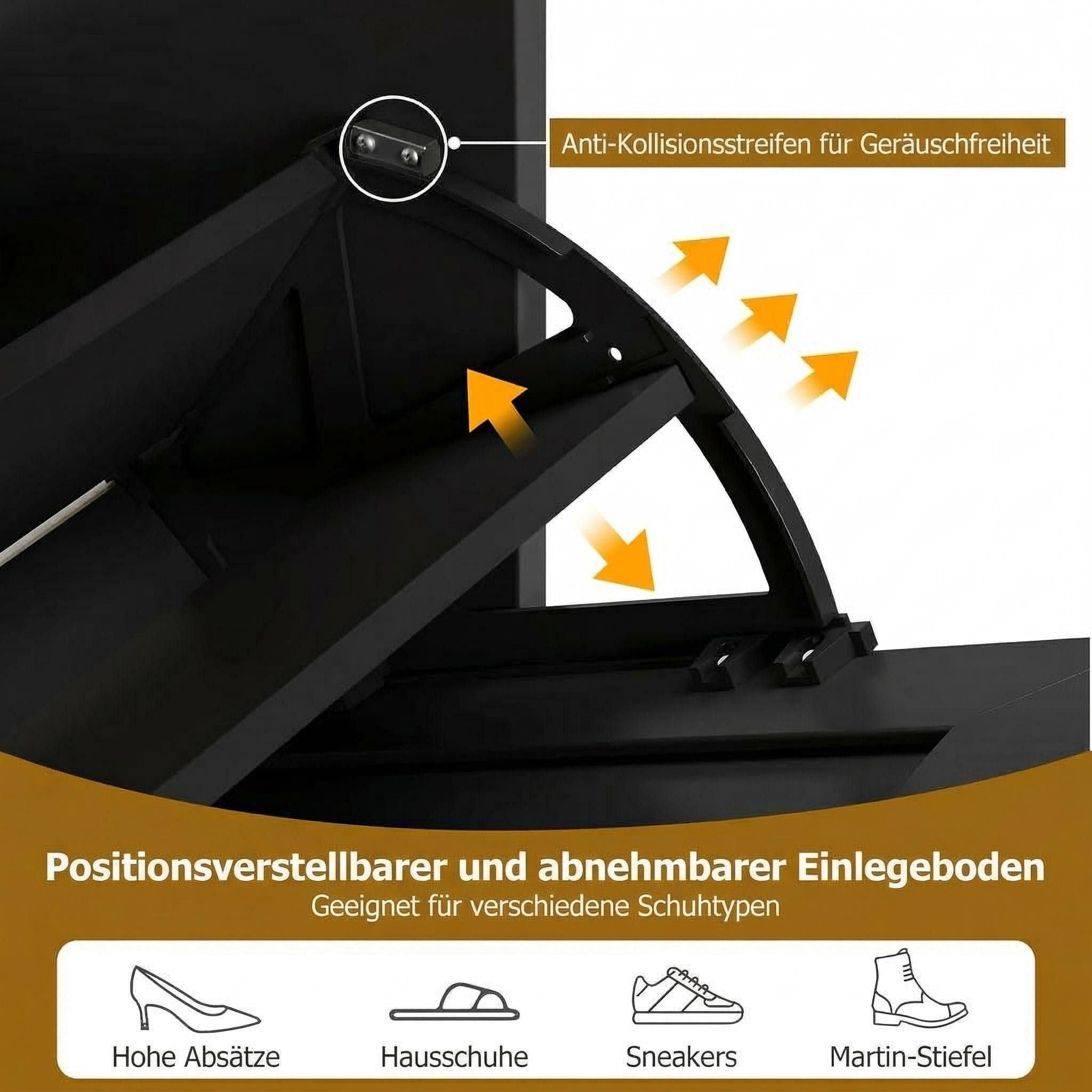 GarveeMore Schuhschrank aus Rattan mit 3 Klappschubladen und 4-stufiger Schuhschrank Schuhschrank mit verstellbaren Regalen für Eingang,Flur,Wohnzimmer – Bild 5 von 5
